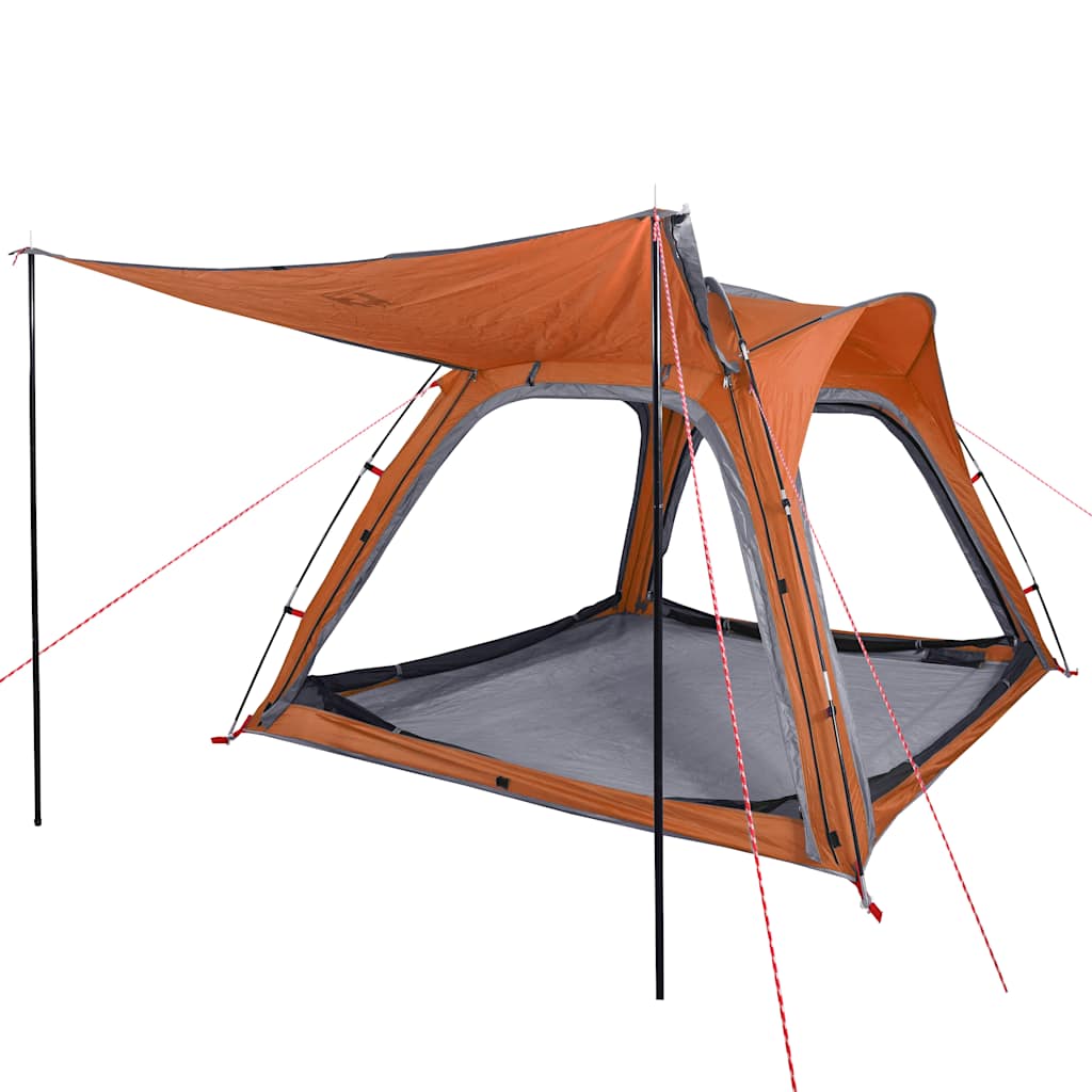 Tenda Campeggio 4 Persone Grigio e Arancione Impermeabile