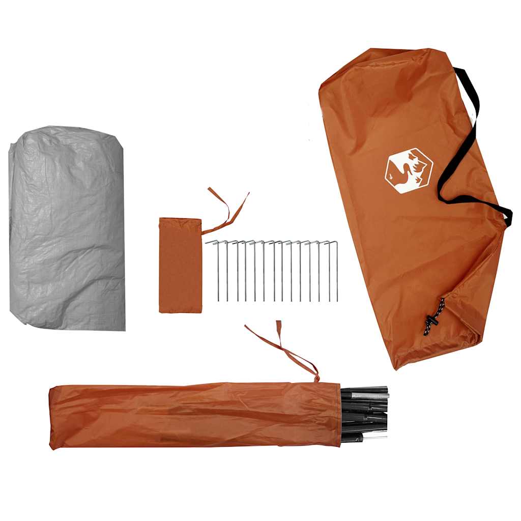 Tenda da Campeggio 2 Persone Grigio e Arancione Impermeabile