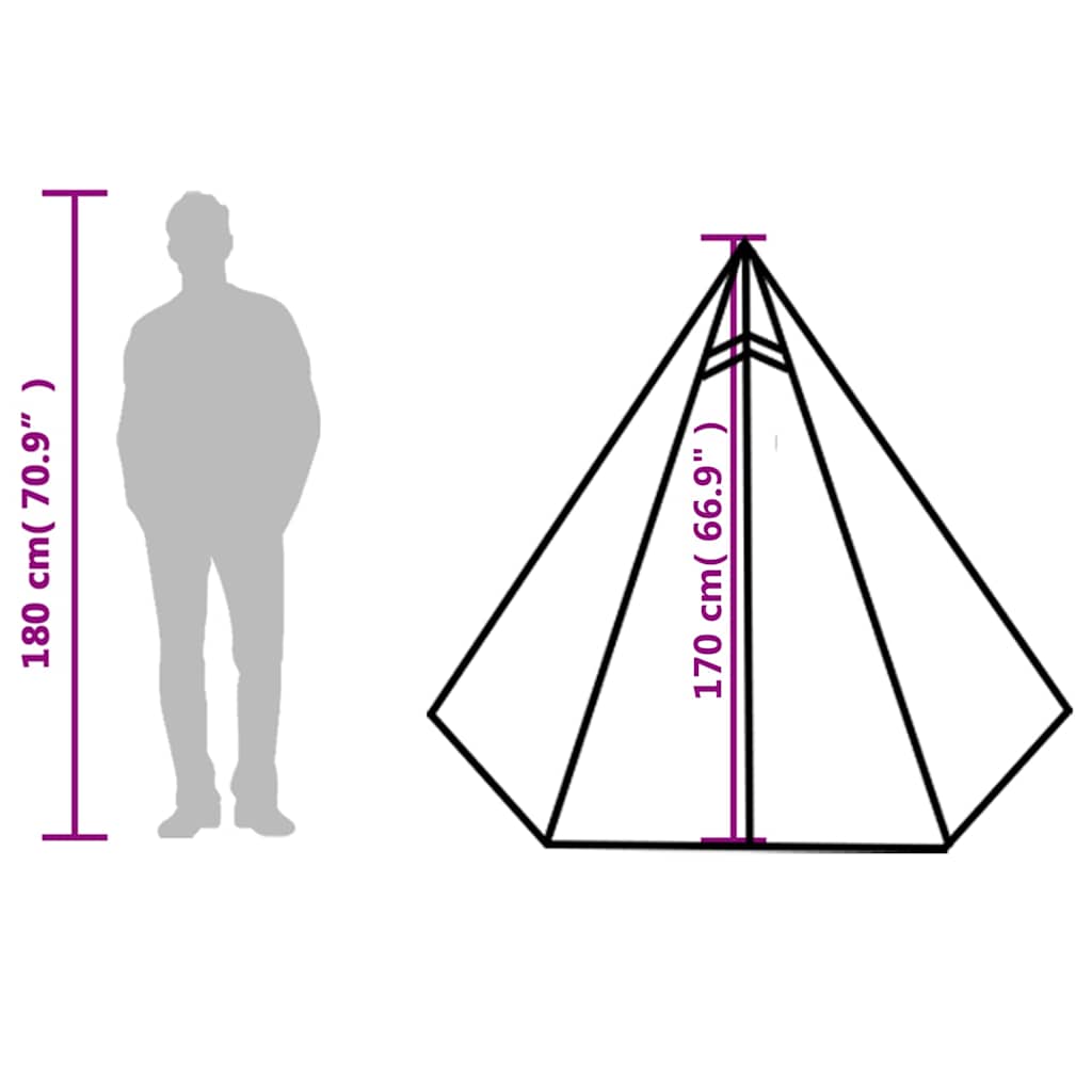 Tenda da Campeggio per 3 Persone Verde Impermeabile