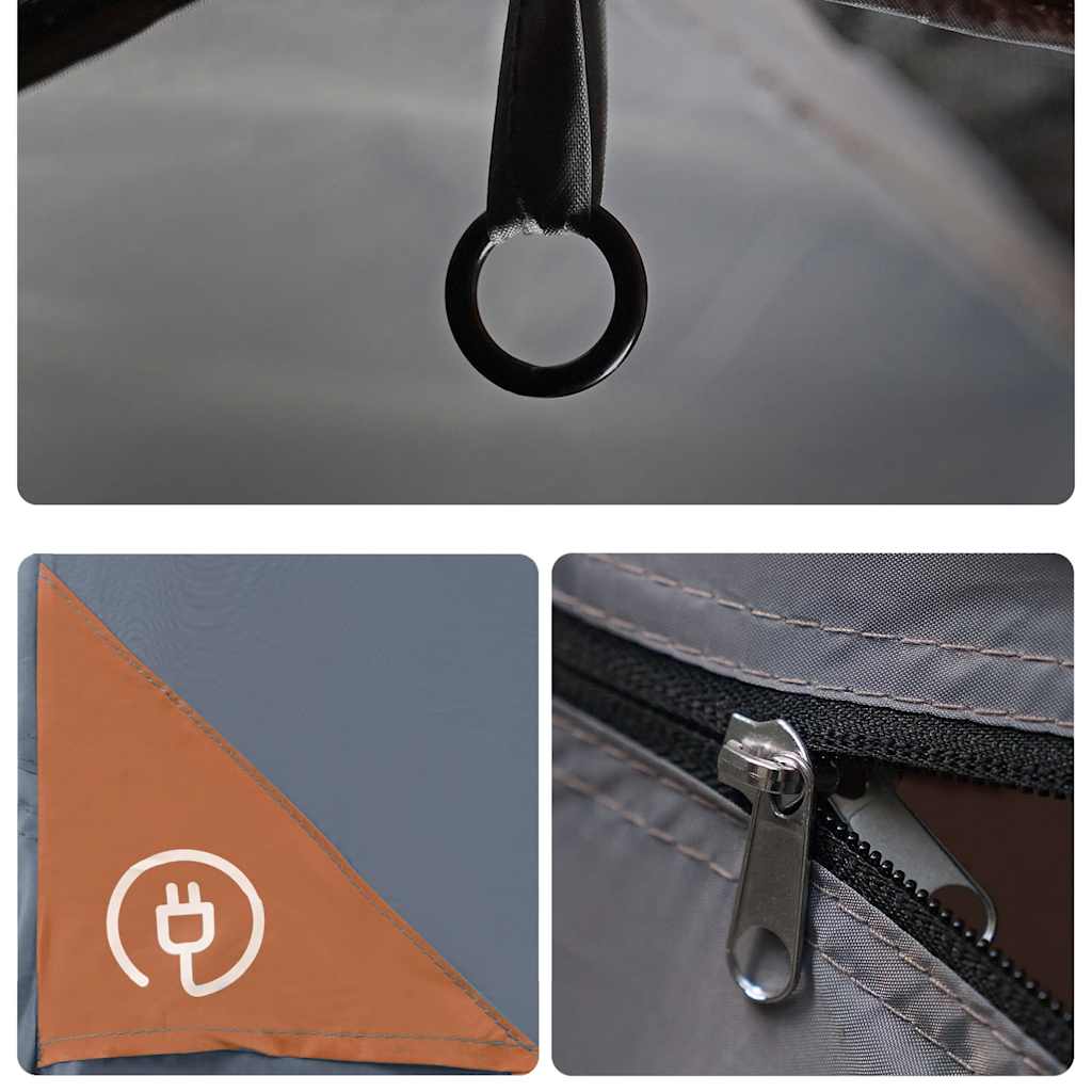 Tenda da Campeggio 3 Persone Grigio e Arancione Impermeabile