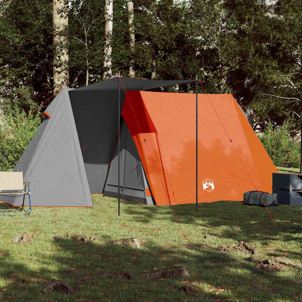 Tenda da Campeggio 3 Persone Grigio e Arancione Impermeabile