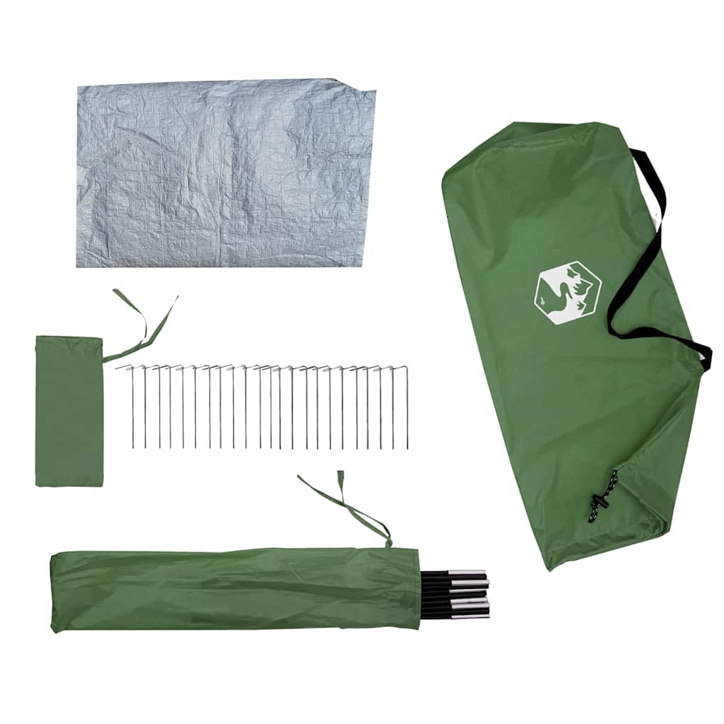 Tenda da Campeggio Tipi per 4 Persone Verde Impermeabile