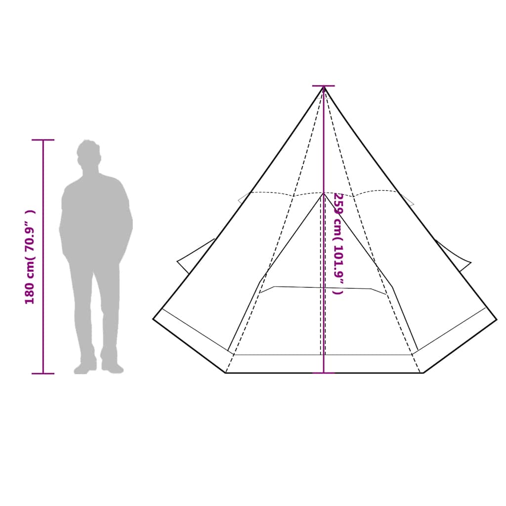 Tenda da Campeggio Tipi per 4 Persone Verde Impermeabile