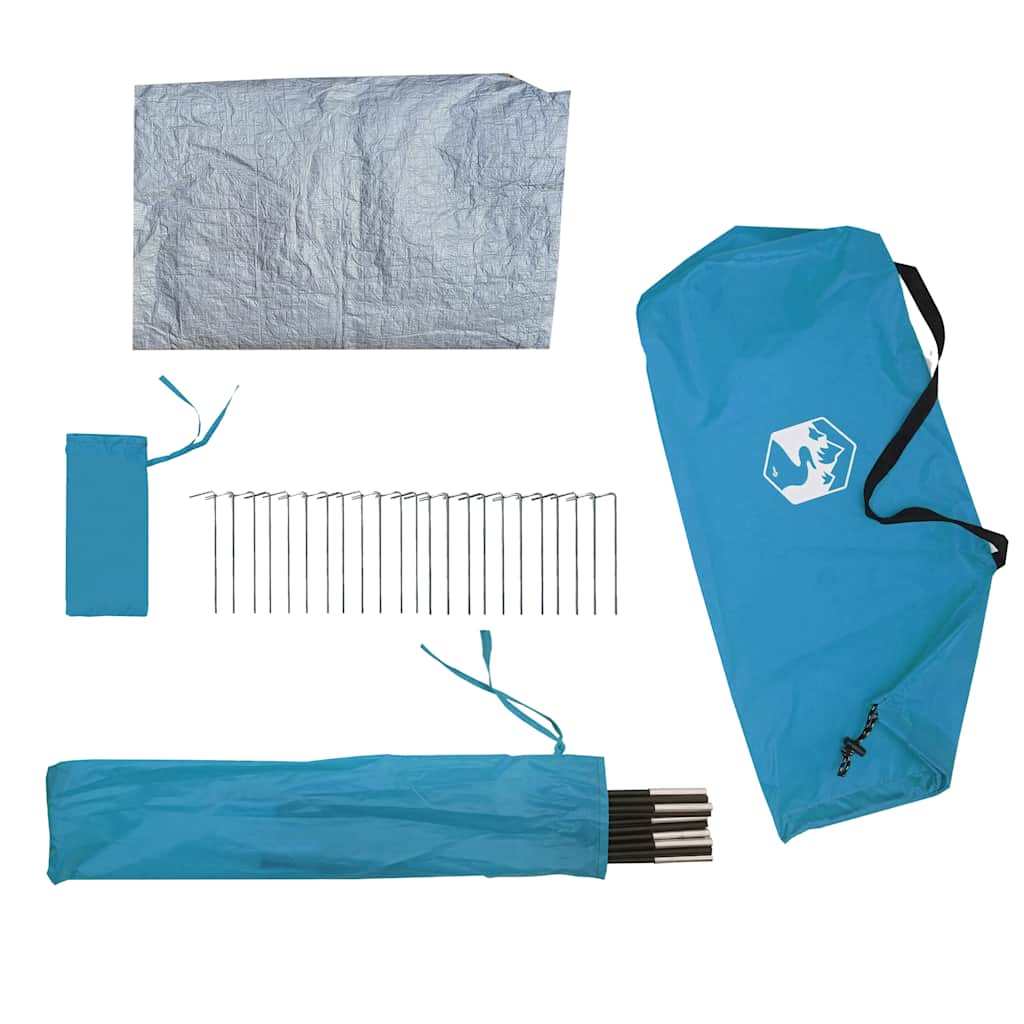 Tenda da Campeggio Tipi per 4 Persone Blu Impermeabile