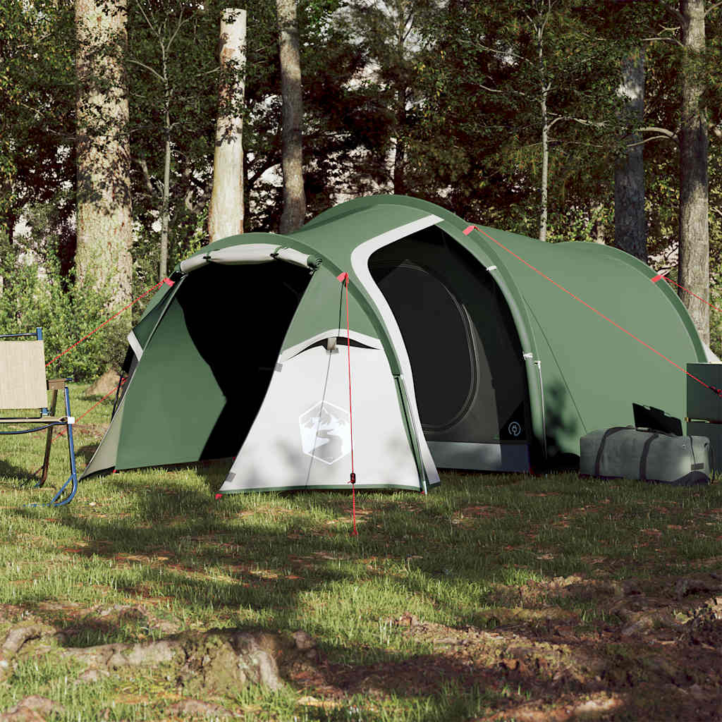 Tenda da Campeggio a Tunnel per 3 Persone Verde Impermeabile