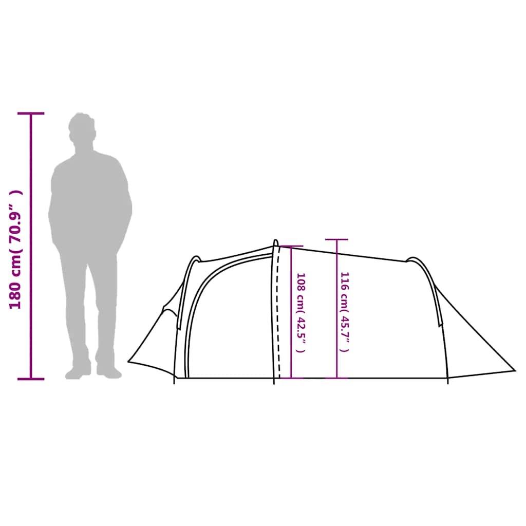 Tenda da Campeggio a Tunnel 3 Persone Arancione Impermeabile