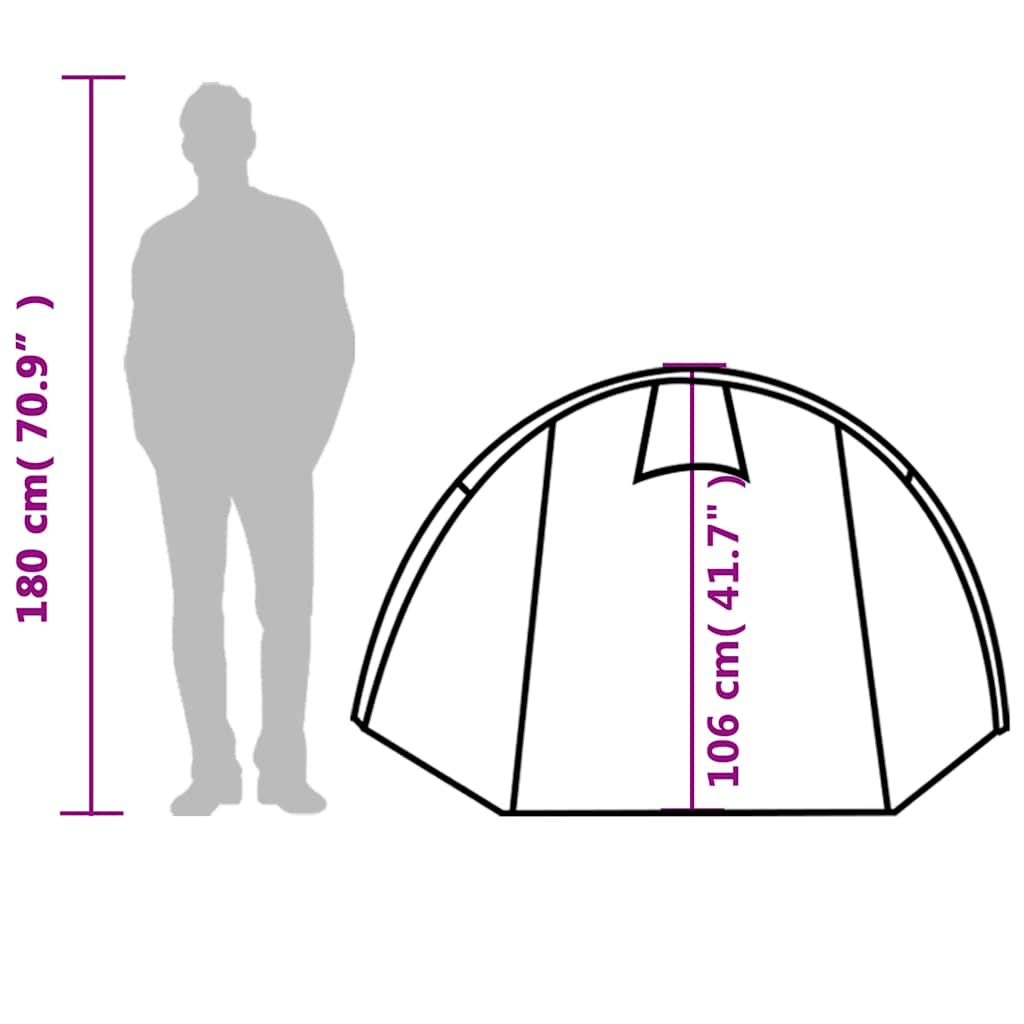 Tenda da Campeggio a Tunnel per 4 Persone Verde Impermeabile