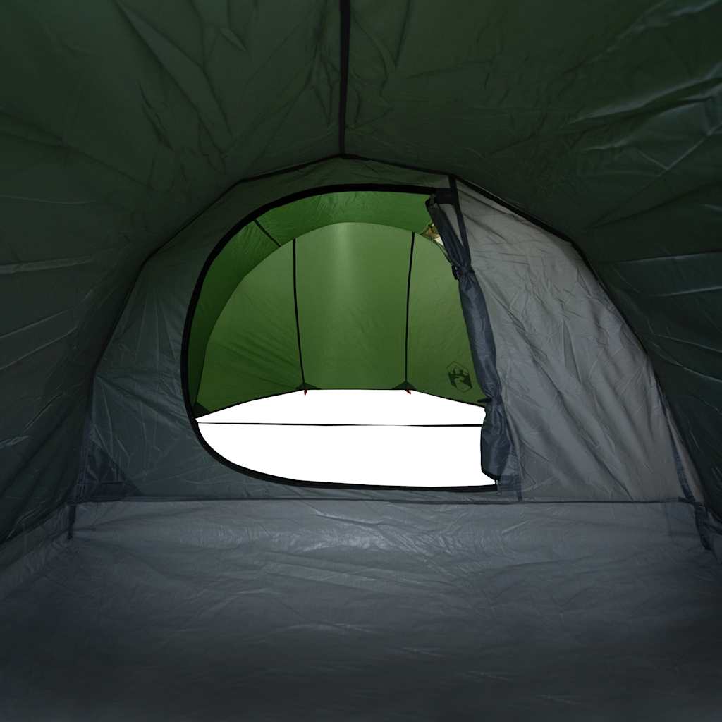 Tenda da Campeggio a Tunnel per 4 Persone Verde Impermeabile