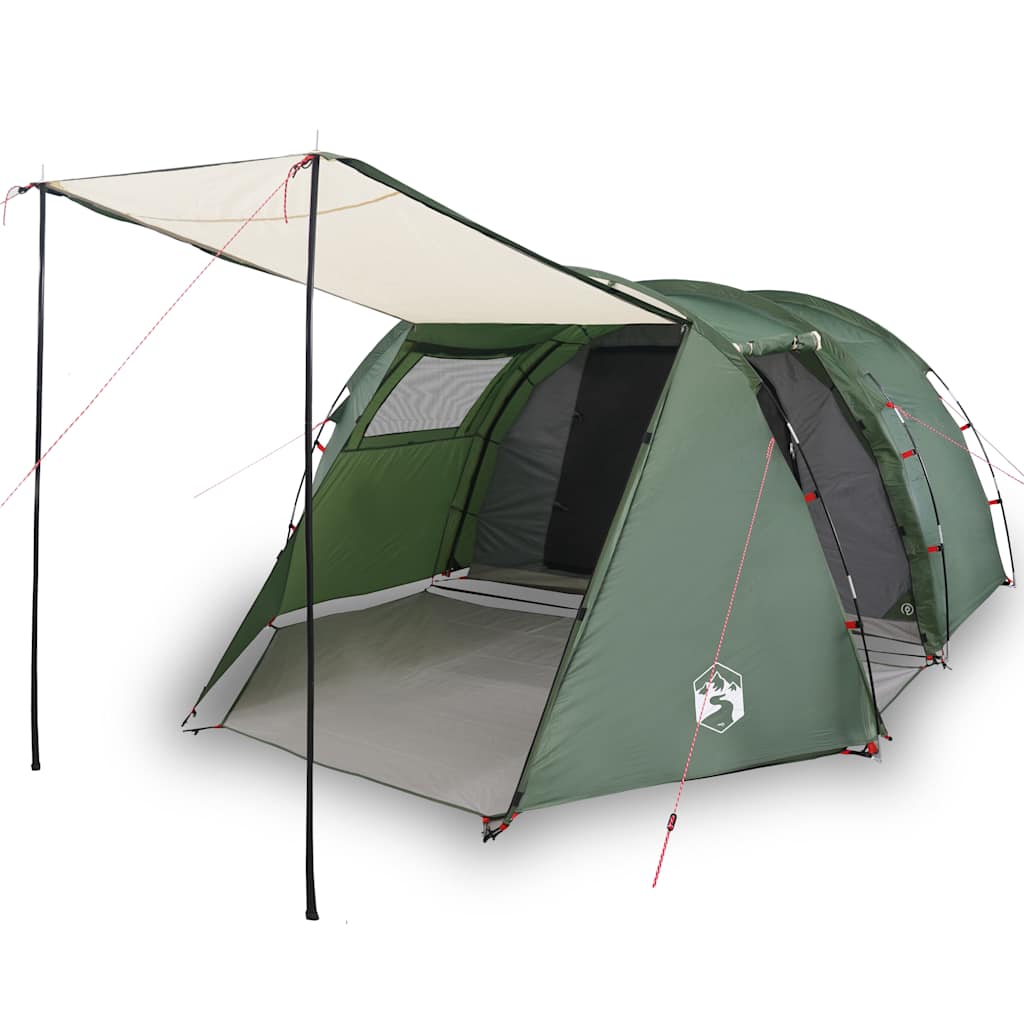 Tenda da Campeggio a Tunnel per 4 Persone Verde Impermeabile