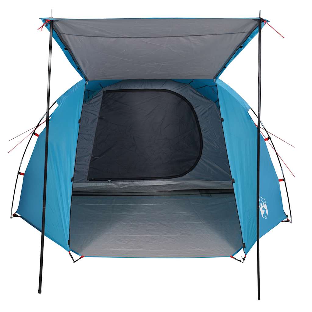 Tenda da Campeggio a Tunnel per 4 Persone Blu Impermeabile