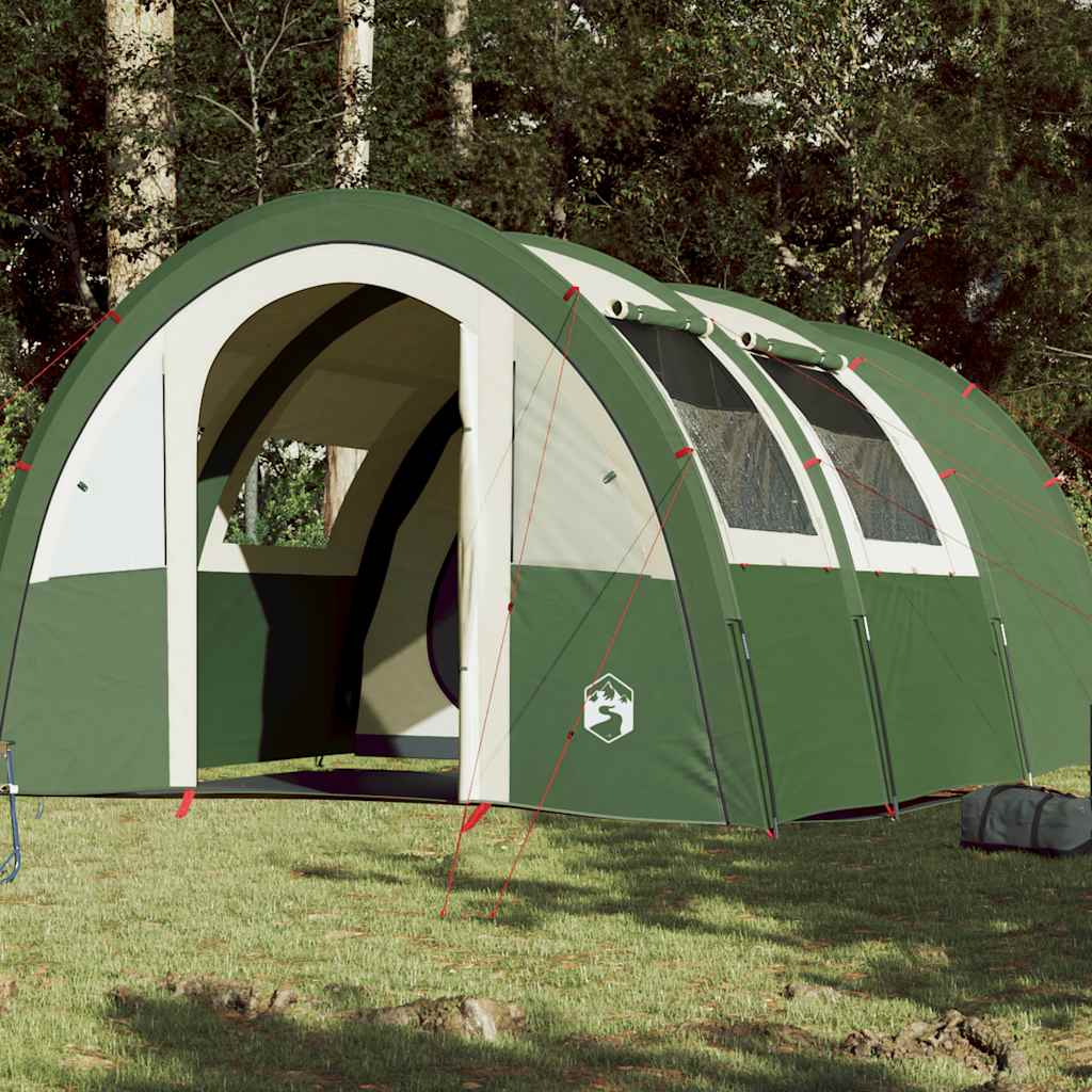Tenda da Campeggio a Tunnel per 4 Persone Verde Impermeabile