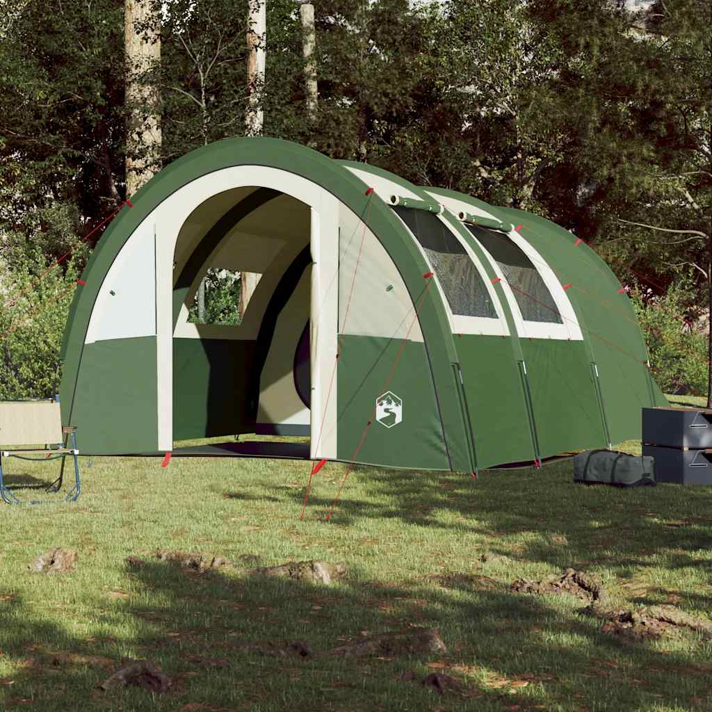 Tenda da Campeggio a Tunnel per 4 Persone Verde Impermeabile