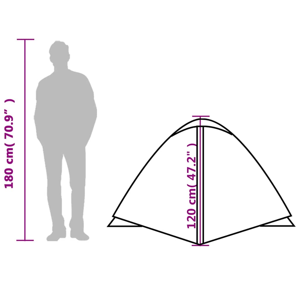 Tenda da Campeggio a Cupola per 3 Persone Verde Impermeabile