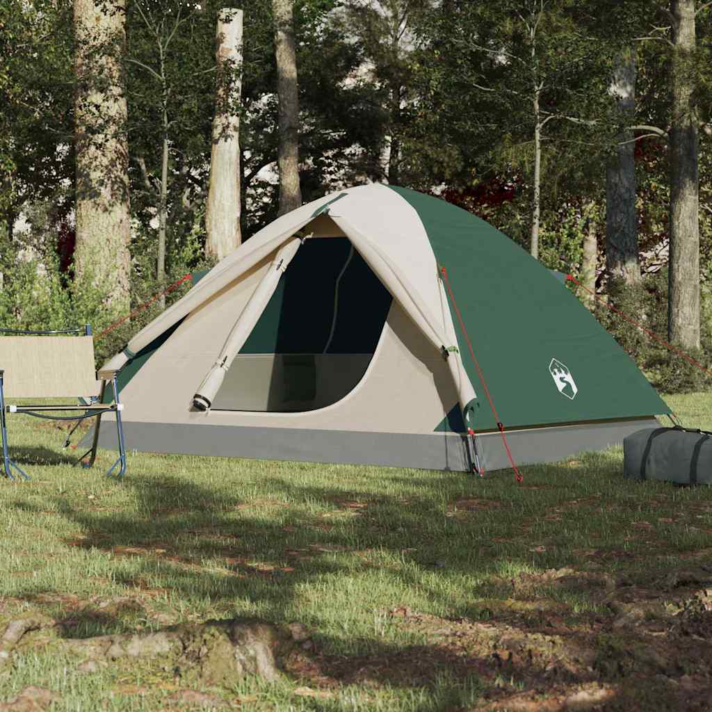 Tenda da Campeggio a Cupola per 3 Persone Verde Impermeabile
