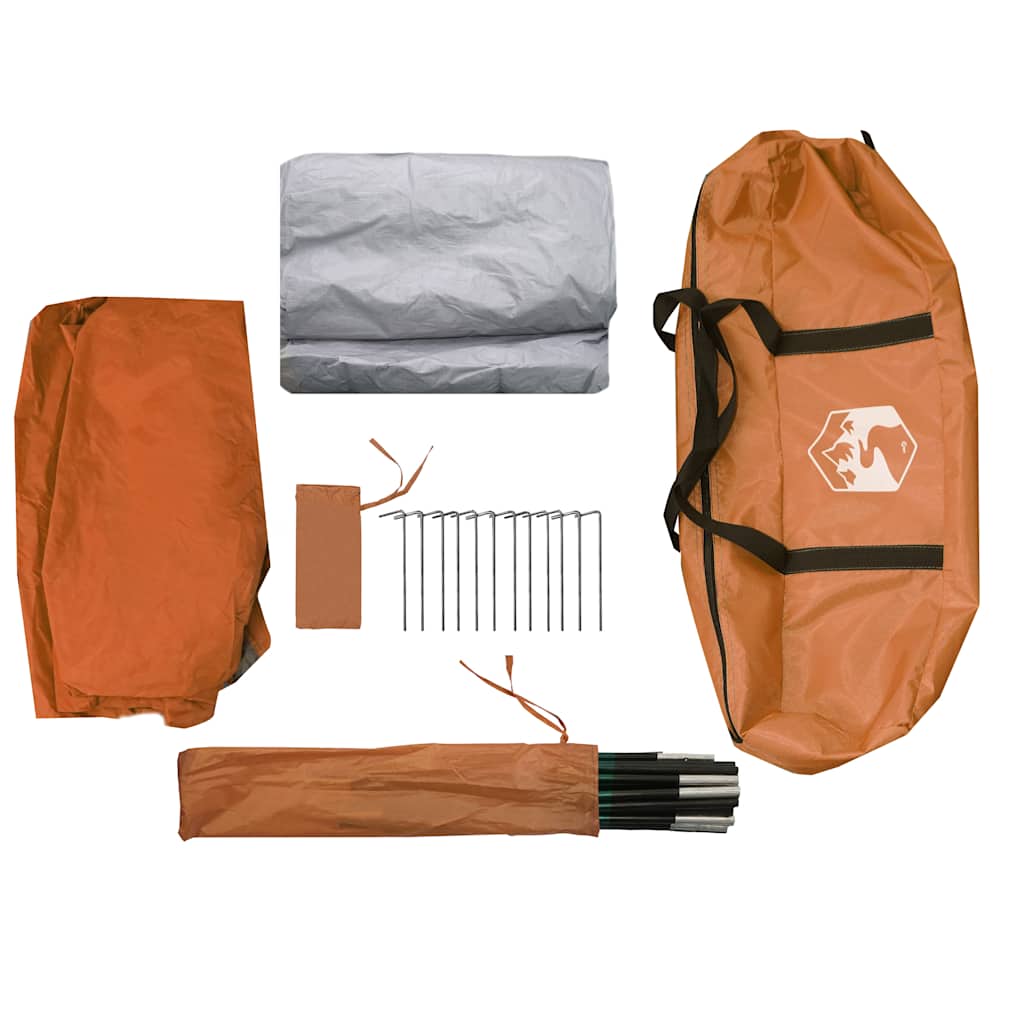 Tenda da Campeggio con Portico 4 Persone Arancione Impermeabile