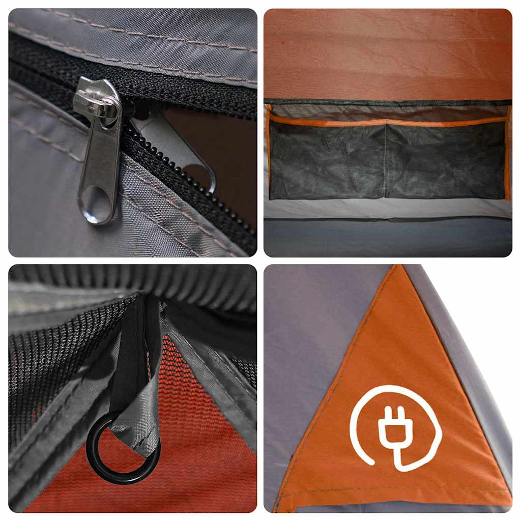 Tenda da Campeggio con Portico 4 Persone Arancione Impermeabile