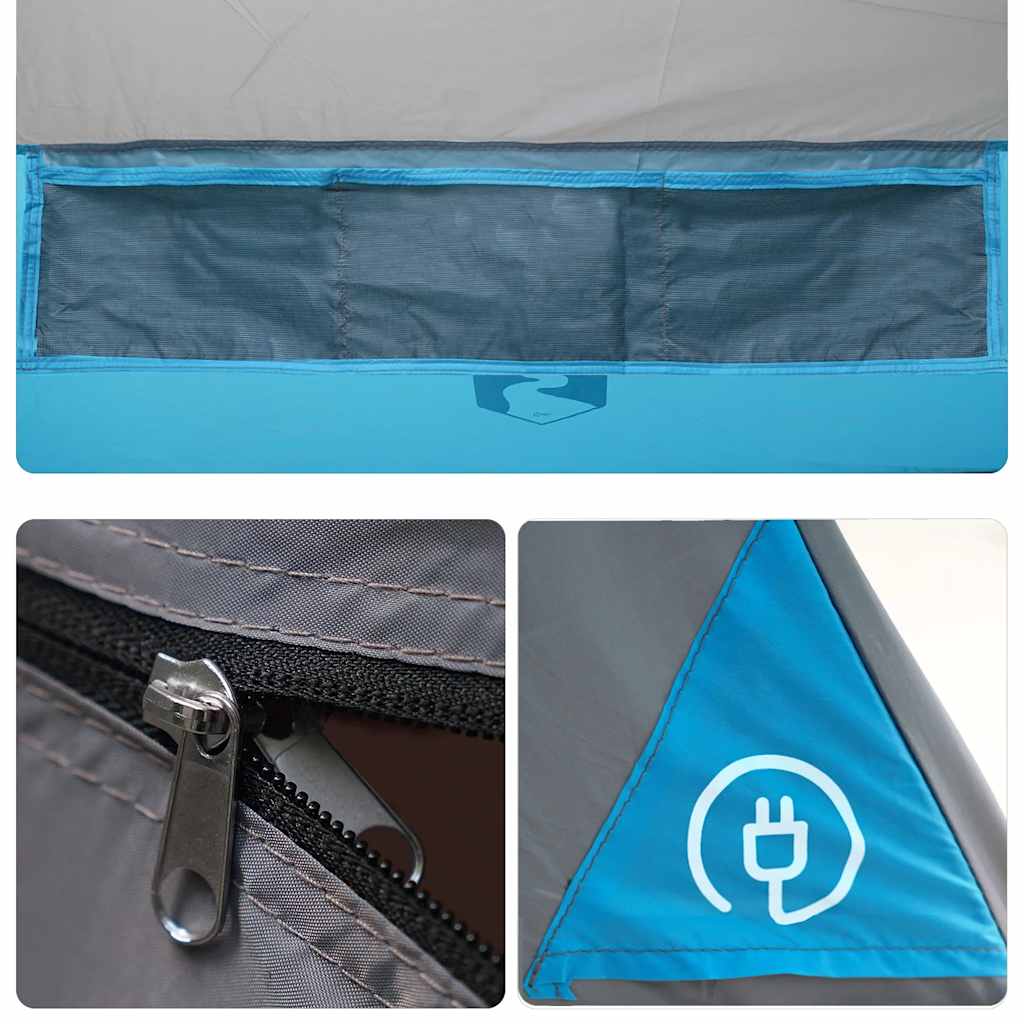 Tenda da Campeggio Tipi per 7 Persone Blu Impermeabile