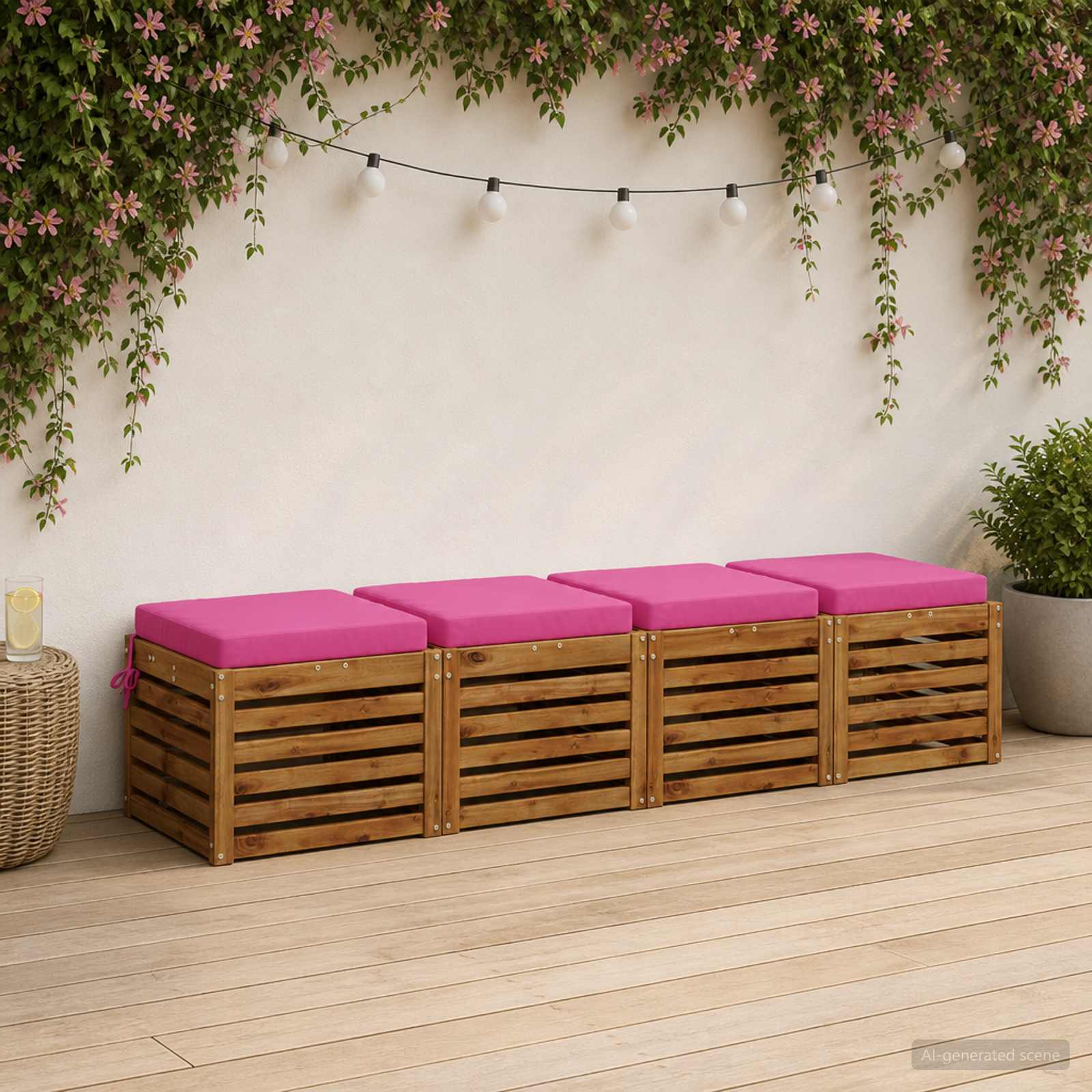 Cuscini per Sedia in 4 Pezzi SOEST 4 pz 100% Poliestere Rosa