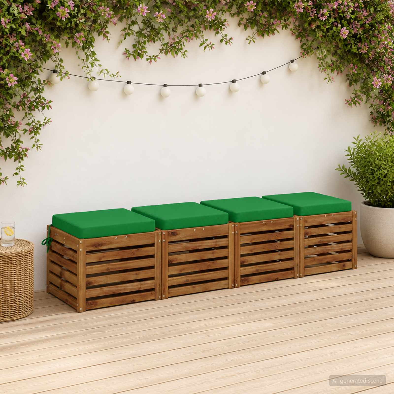 Cuscini per Sedia in 4 Pezzi SOEST 4 pz 100% Poliestere Verde