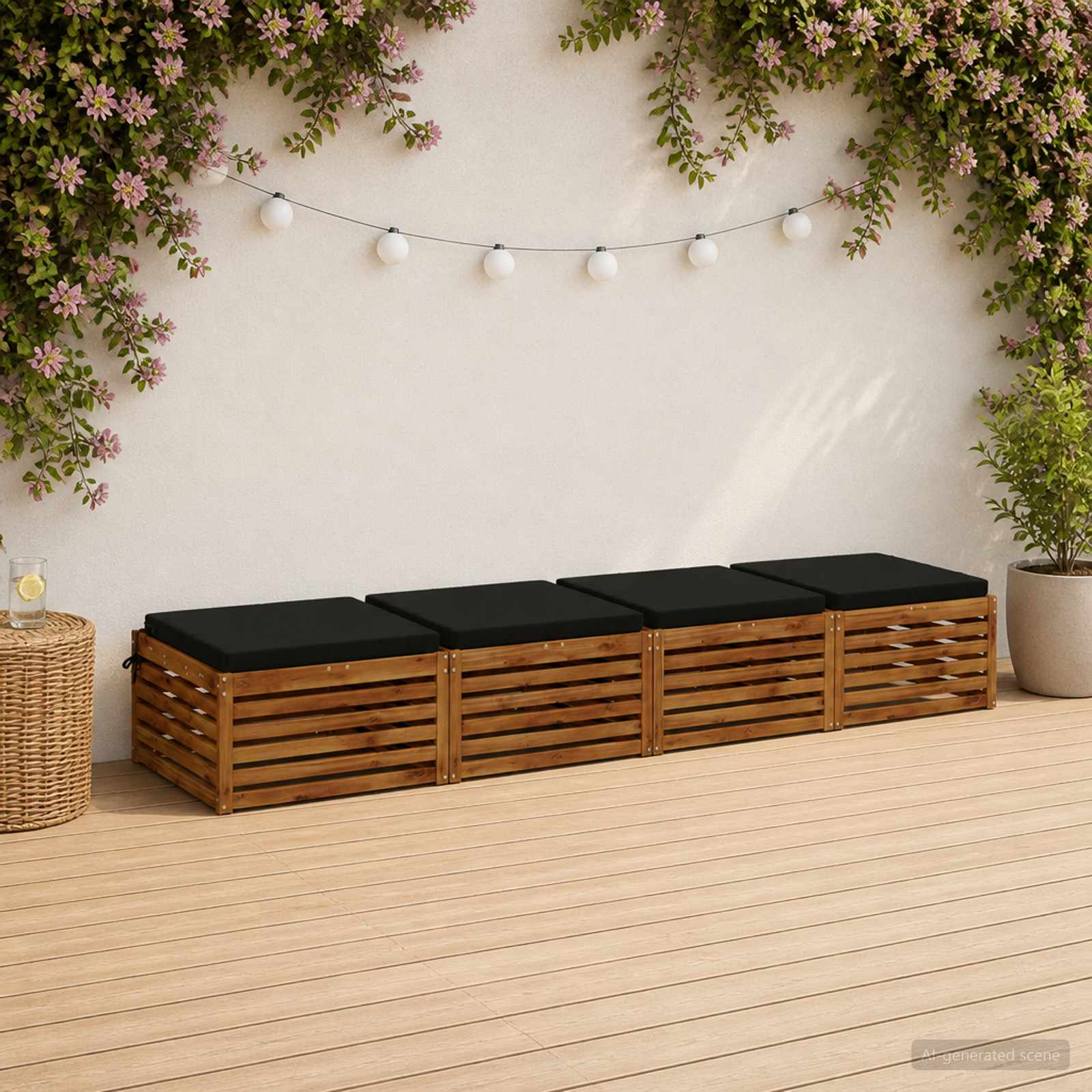 Cuscini per Sedia in 4 Pezzi SOEST 4 pz 100% Poliestere Nero