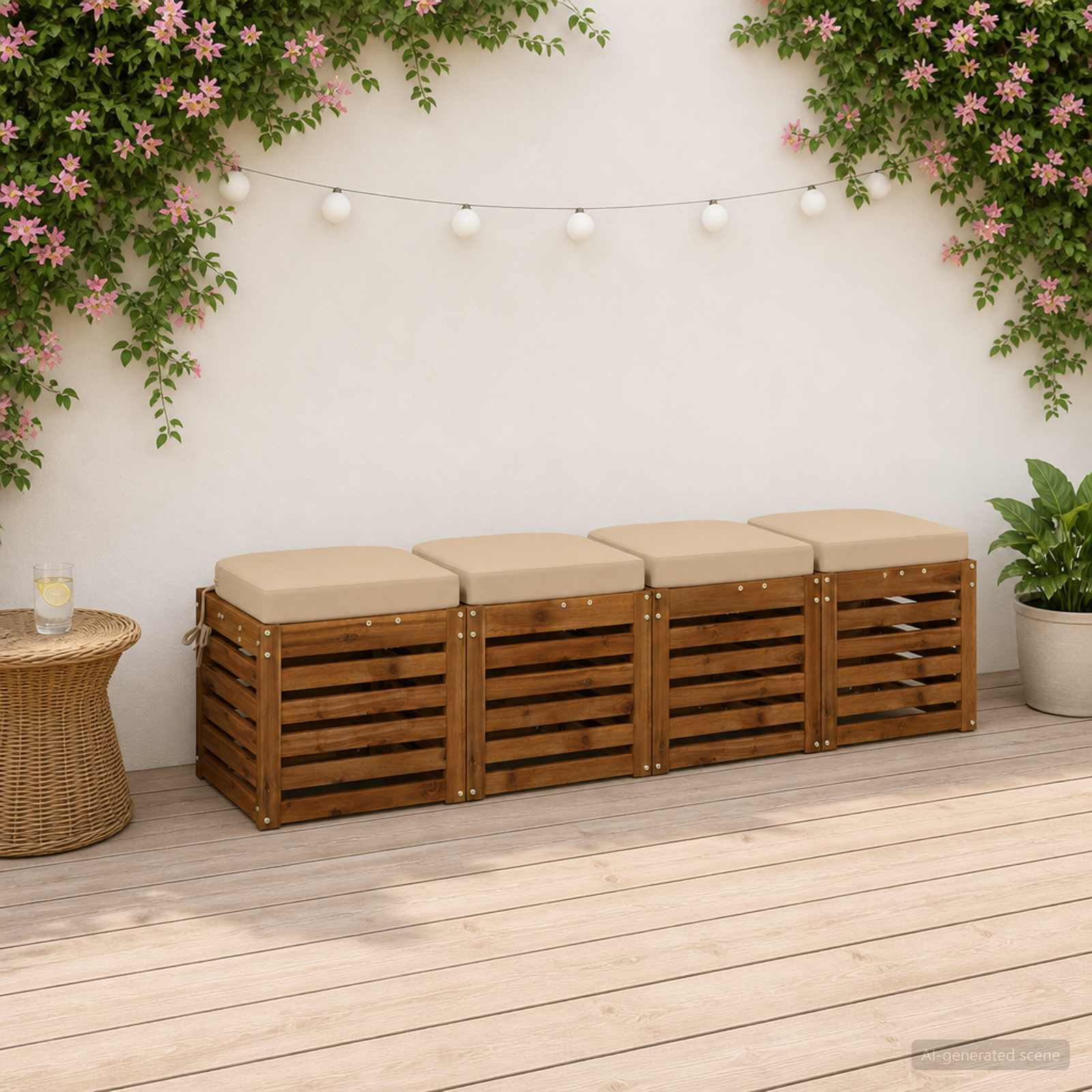 Cuscini per sedile a 4 pezzi SOEST 4 pcs 100% Poliestere Crema