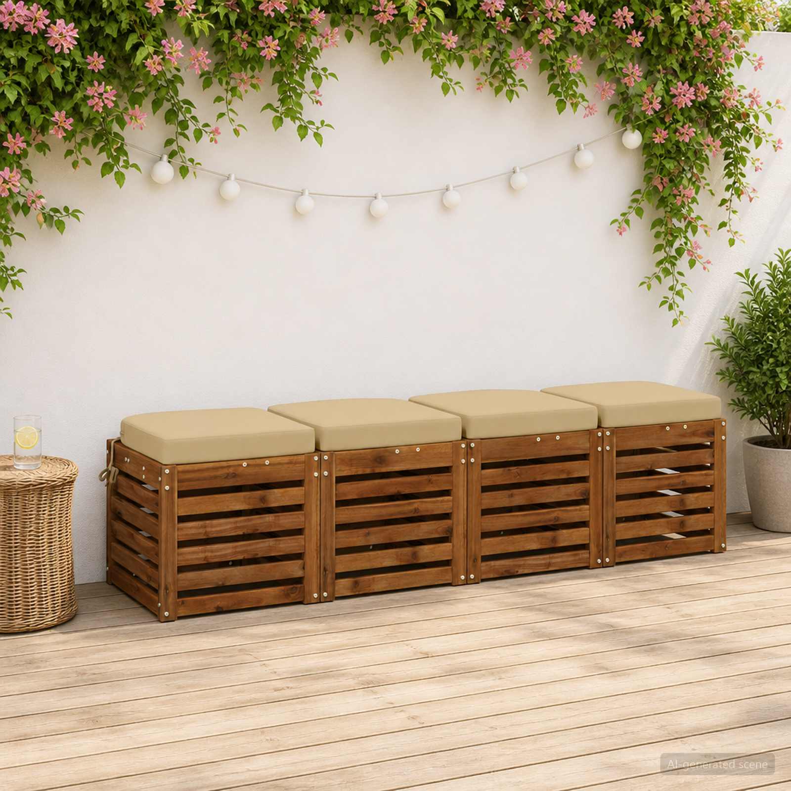 Cuscini per sedile a 4 pezzi SOEST 4 pcs 100% Poliestere Beige