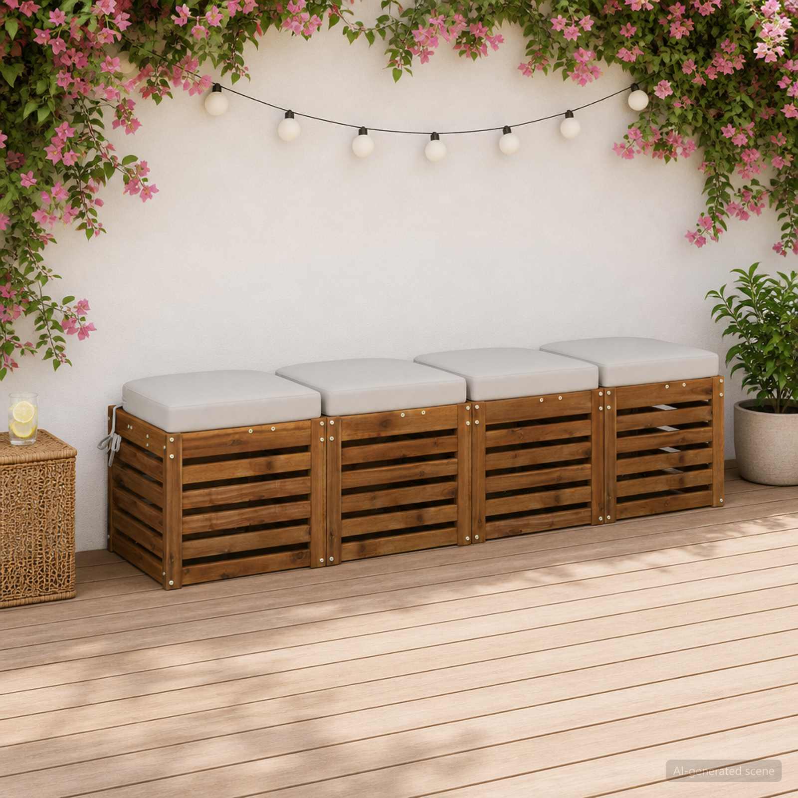 Cuscini per sedile a 4 pezzi SOEST 4 pcs 100% Poliestere Bianco