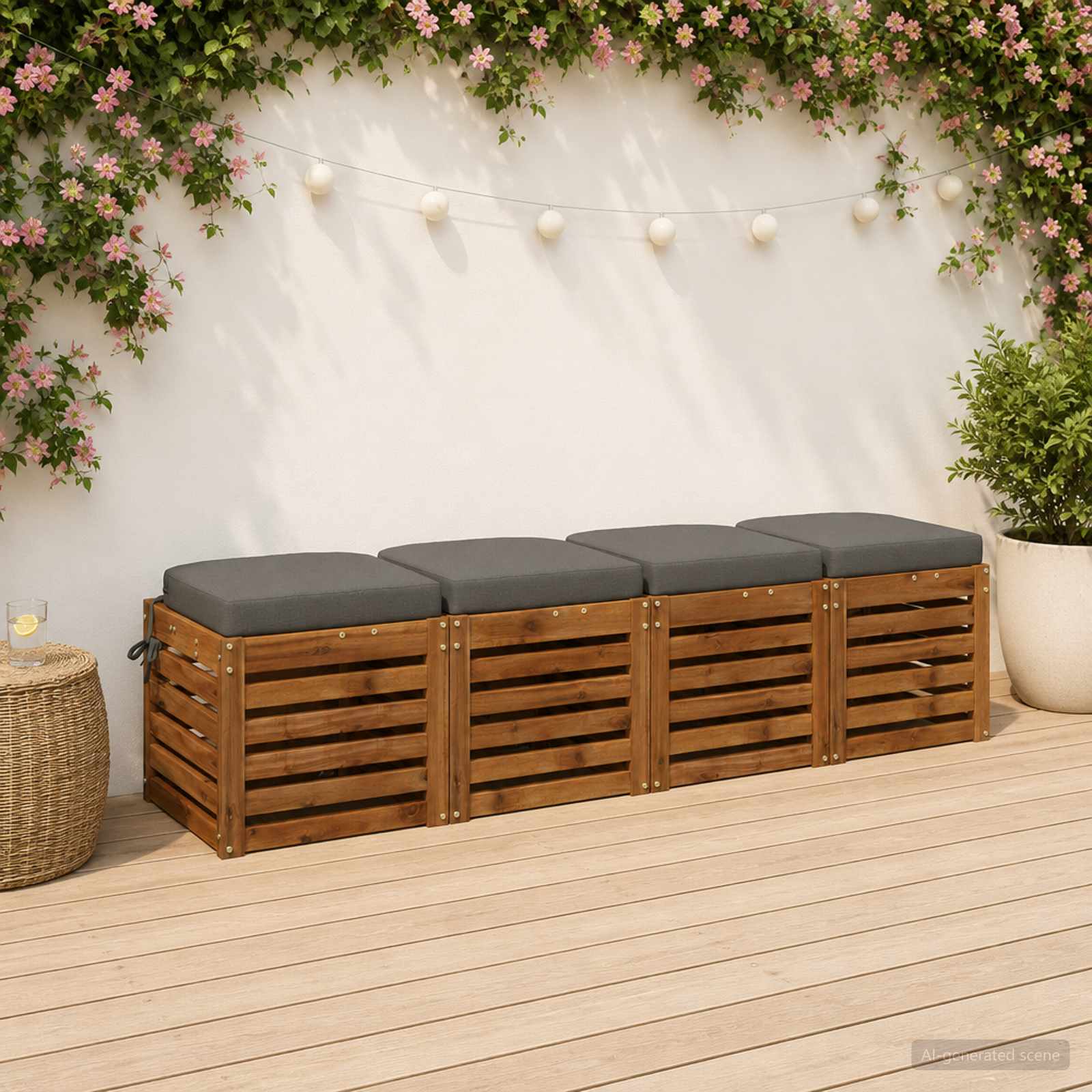 Cuscini per sedile a 4 pezzi SOEST 4 pcs 100% Poliestere Grigio