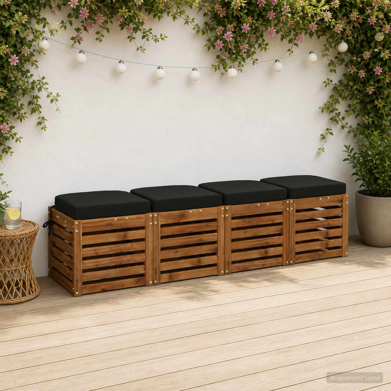 Cuscini per sedile a 4 pezzi SOEST 4 pcs 100% Poliestere Nero