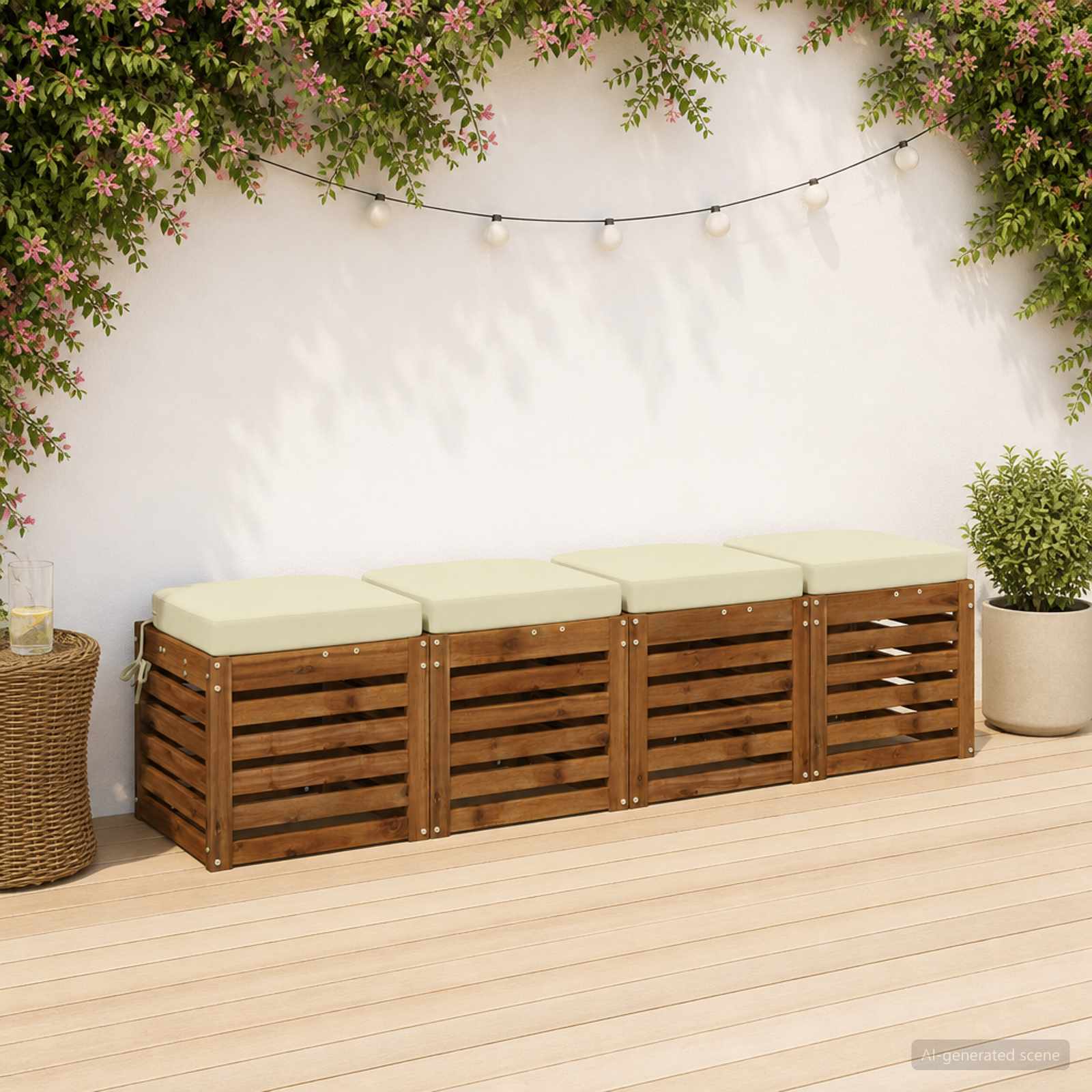 Cuscini per sedile a 4 pezzi SOEST 4 pcs 100% Poliestere Crema