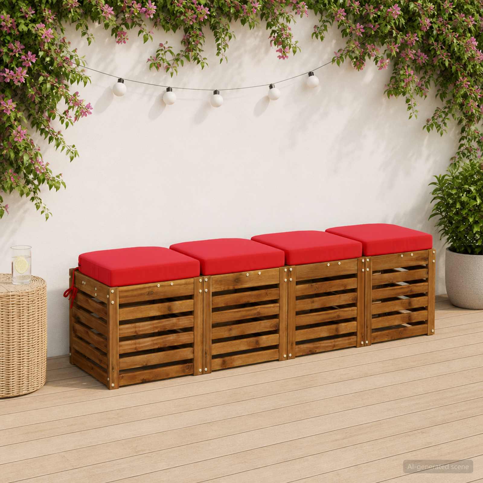 Cuscini per sedile a 4 pezzi SOEST 4 pcs 100% Poliestere Rosso