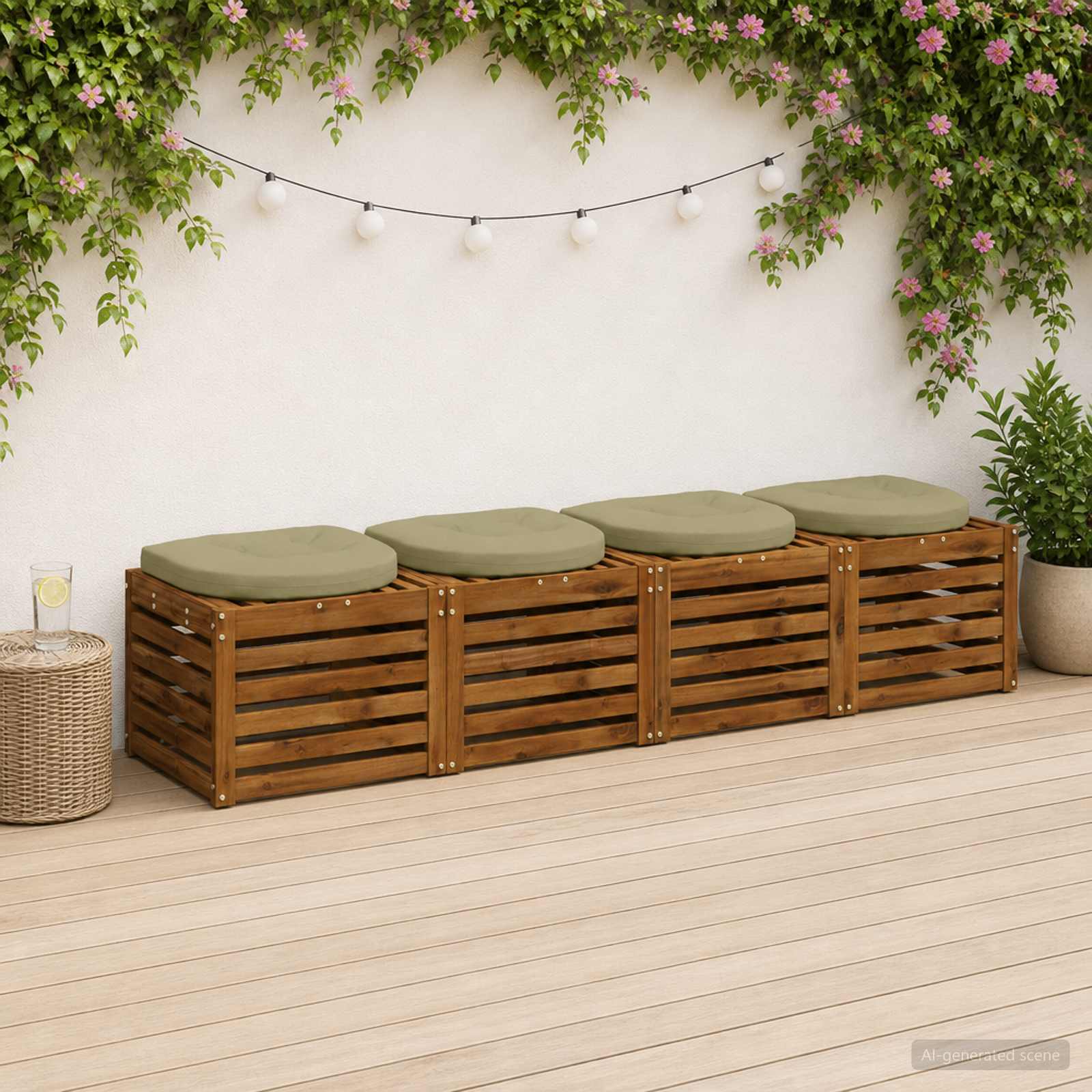 Cuscini per Sedia in 4 Pezzi 4 pz 100% Poliestere Verde chiaro