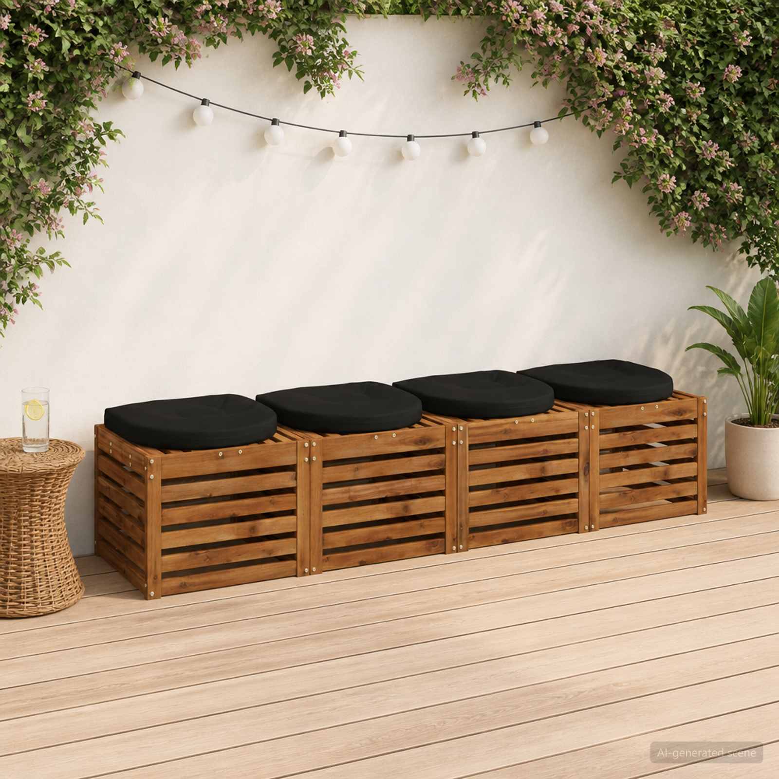 Cuscini per Sedia in 4 Pezzi 4 pz 100% Poliestere Nero