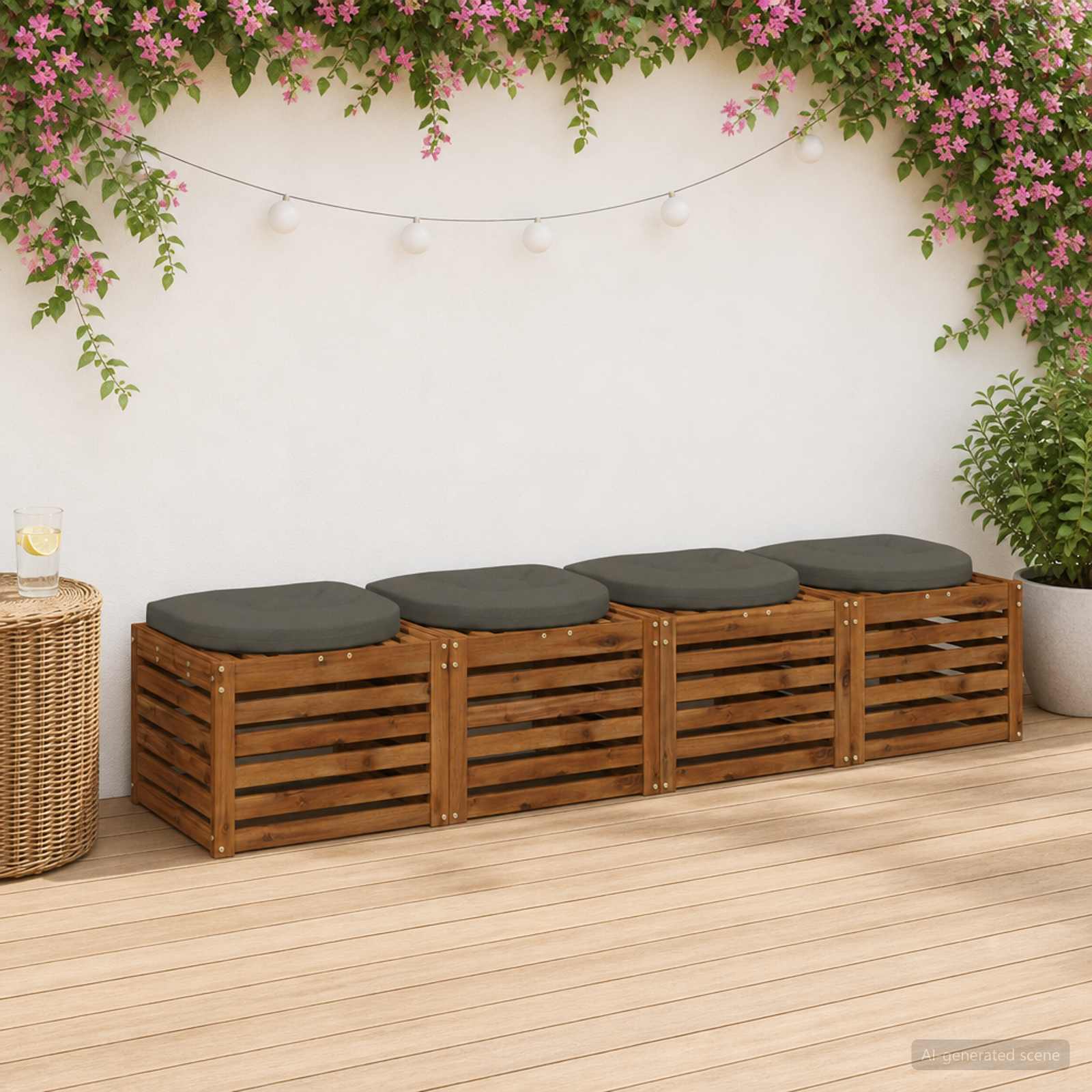 Cuscini per Sedia in 4 Pezzi 4 pz 100% Poliestere Grigio