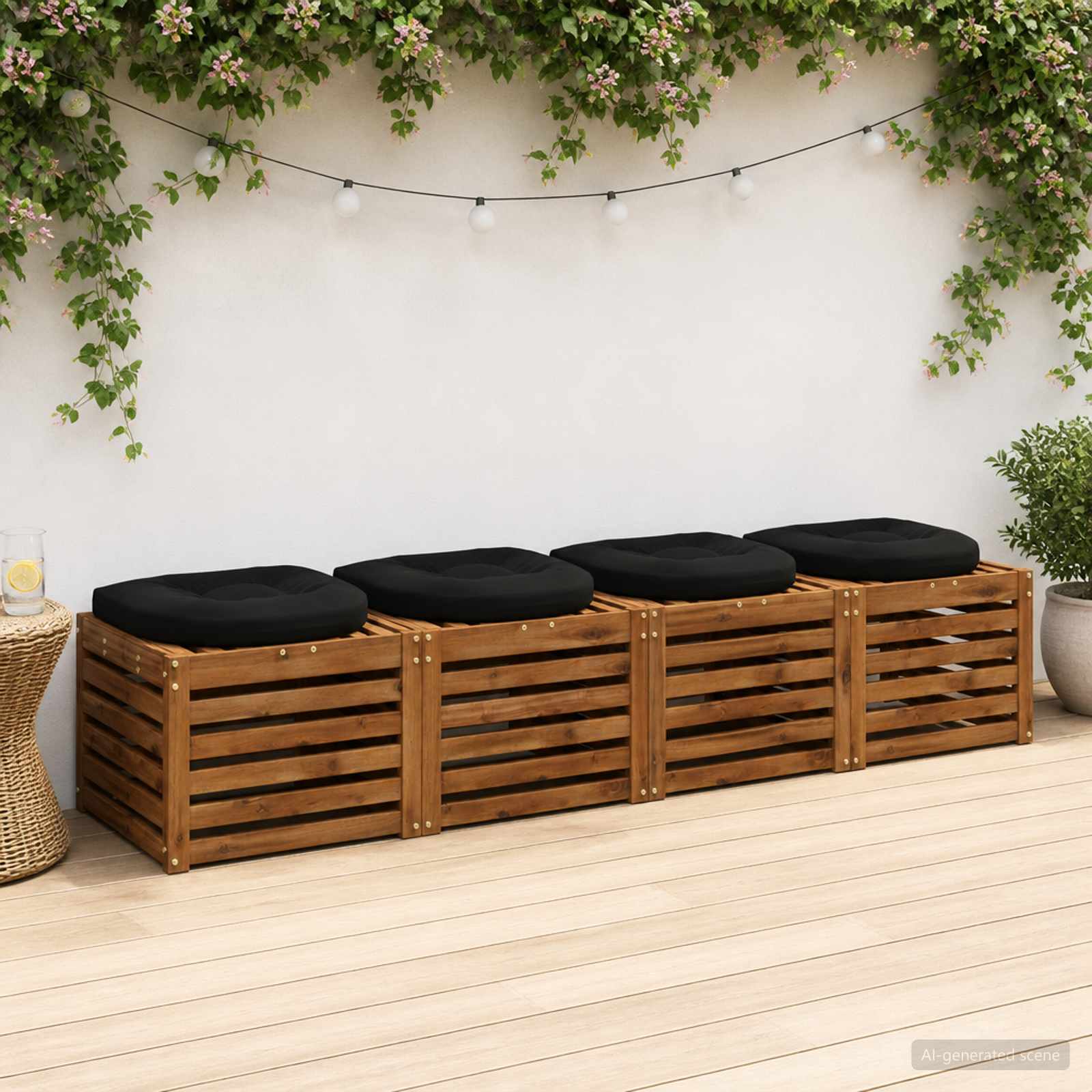 Cuscini per Sedia in 4 Pezzi 4 pz 100% Poliestere Nero