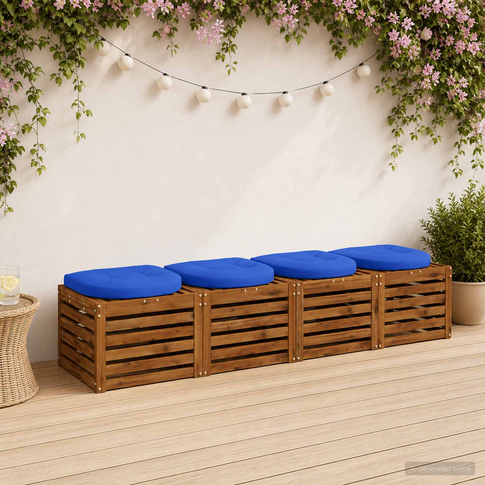 Cuscini per Sedia in 4 Pezzi 4 pz 100% Poliestere Blu Reale