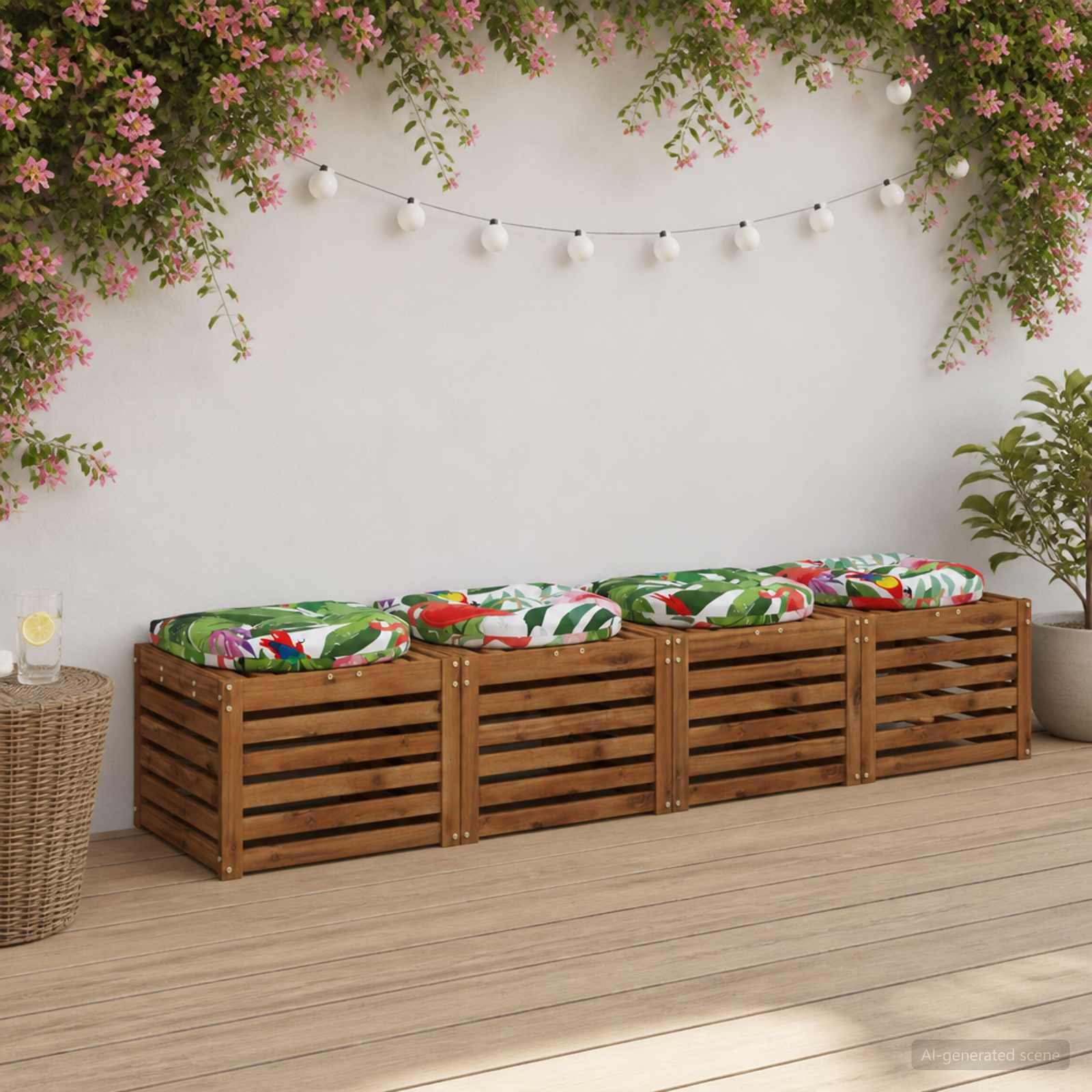 Cuscini per Sedia in 4 Pezzi 4 pz 100% Poliestere Multicolore