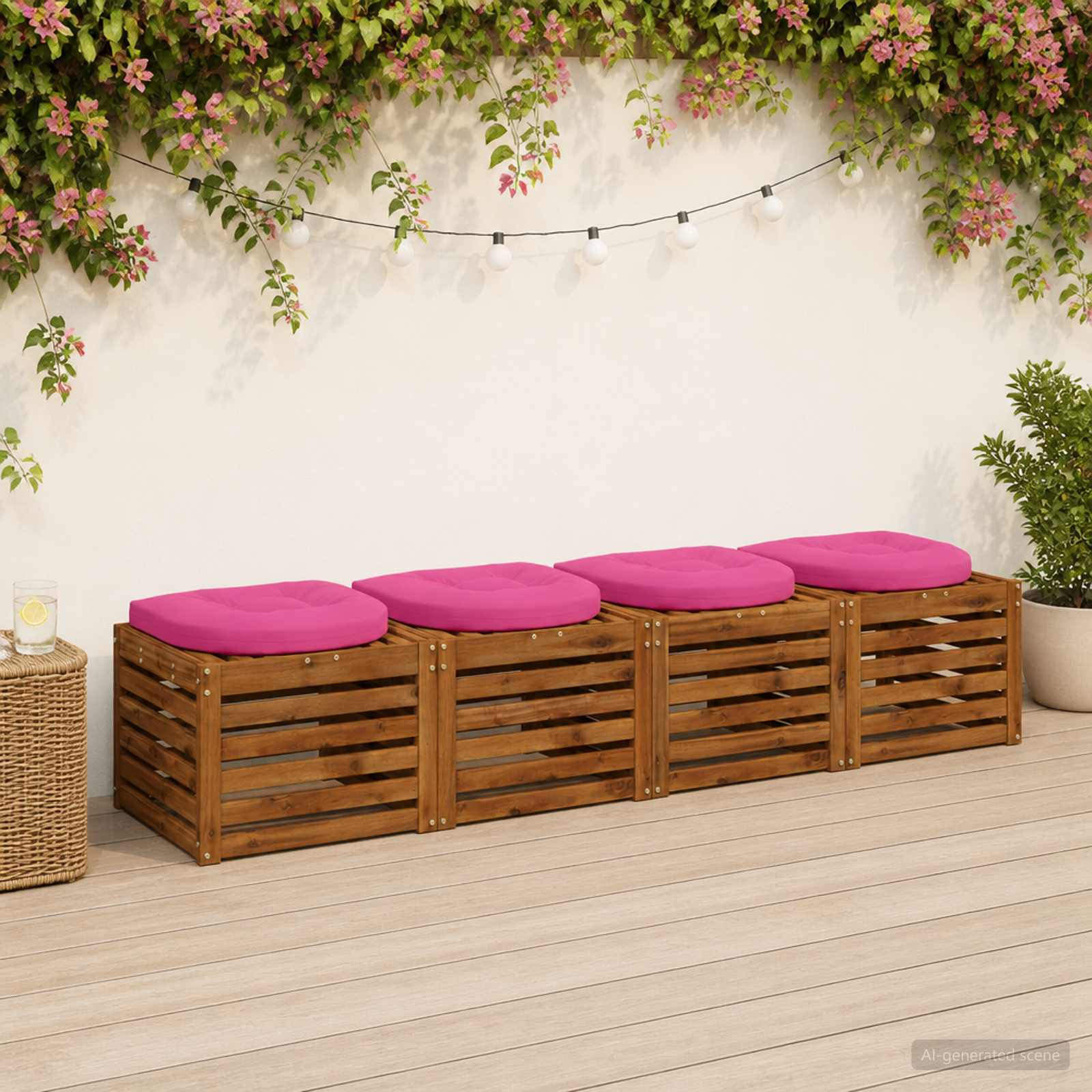 Cuscini per Sedia in 4 Pezzi 4 pz 100% Poliestere Rosa