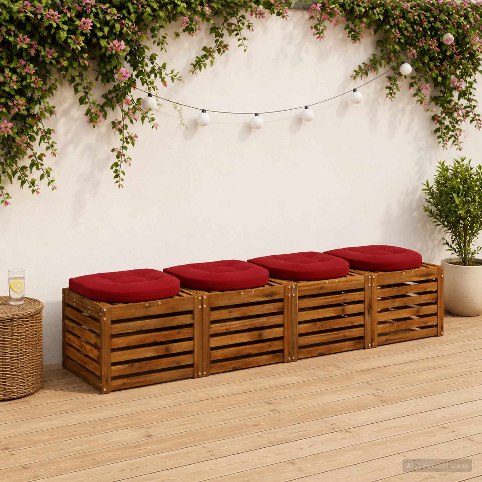 Cuscini per Sedia in 4 Pezzi 4 pz 100% Poliestere Rosso Vino