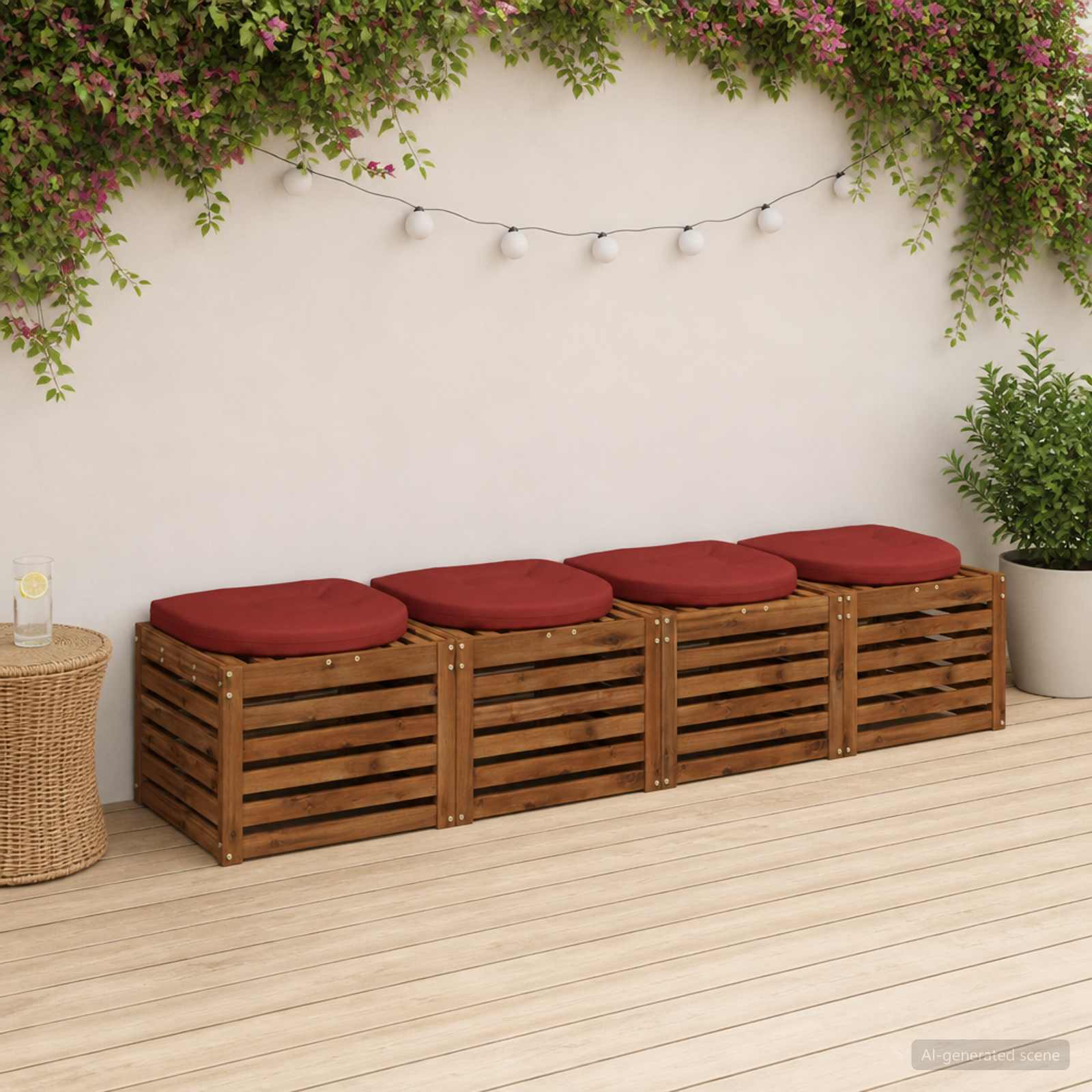 Cuscini per Sedia in 4 Pezzi 4 pz 100% Poliestere Rosso
