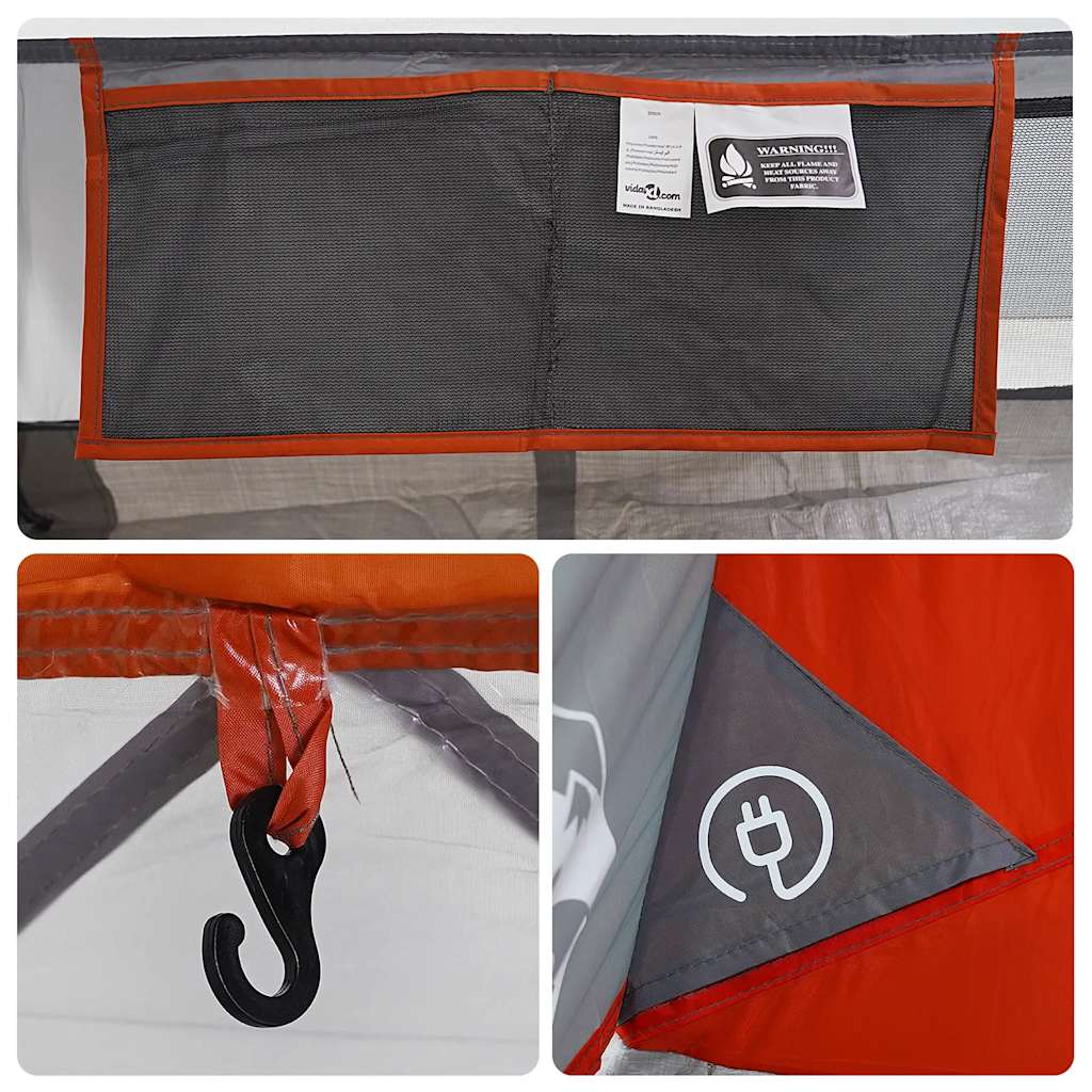 Tenda da Campeggio 2 Persone Grigio e Arancione Impermeabile