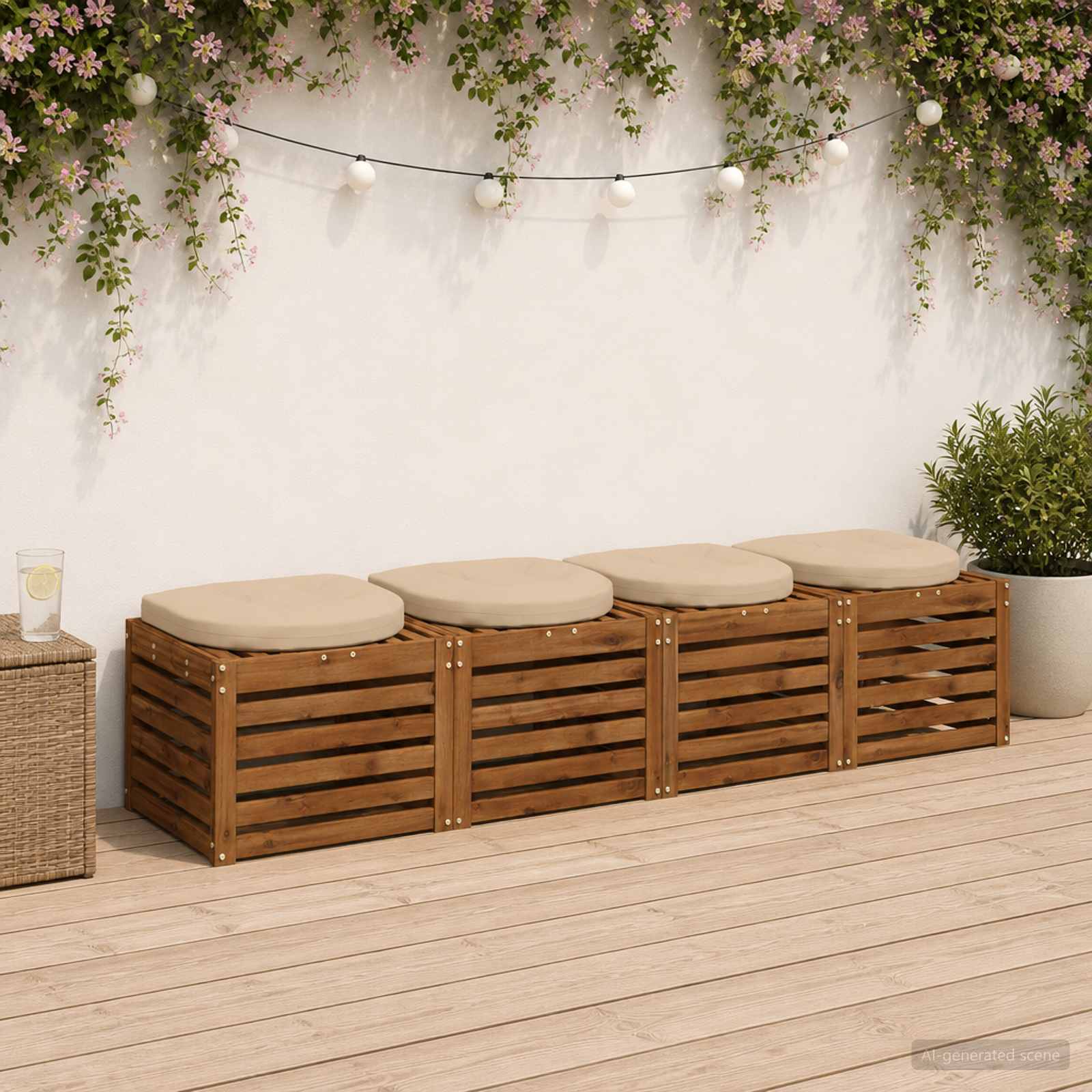 Cuscini per Sedia in 4 Pezzi 4 pz 100% Poliestere Crema