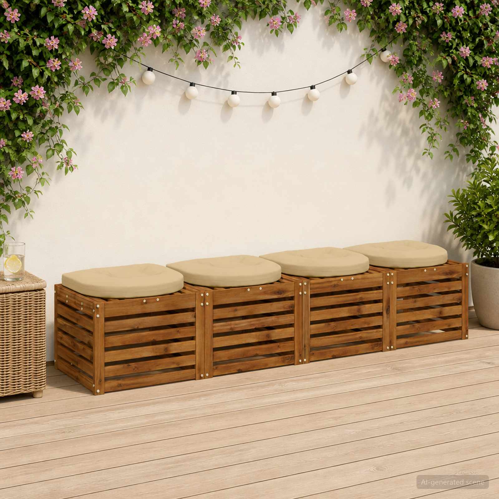 Cuscini per Sedia in 4 Pezzi 4 pz 100% Poliestere Beige