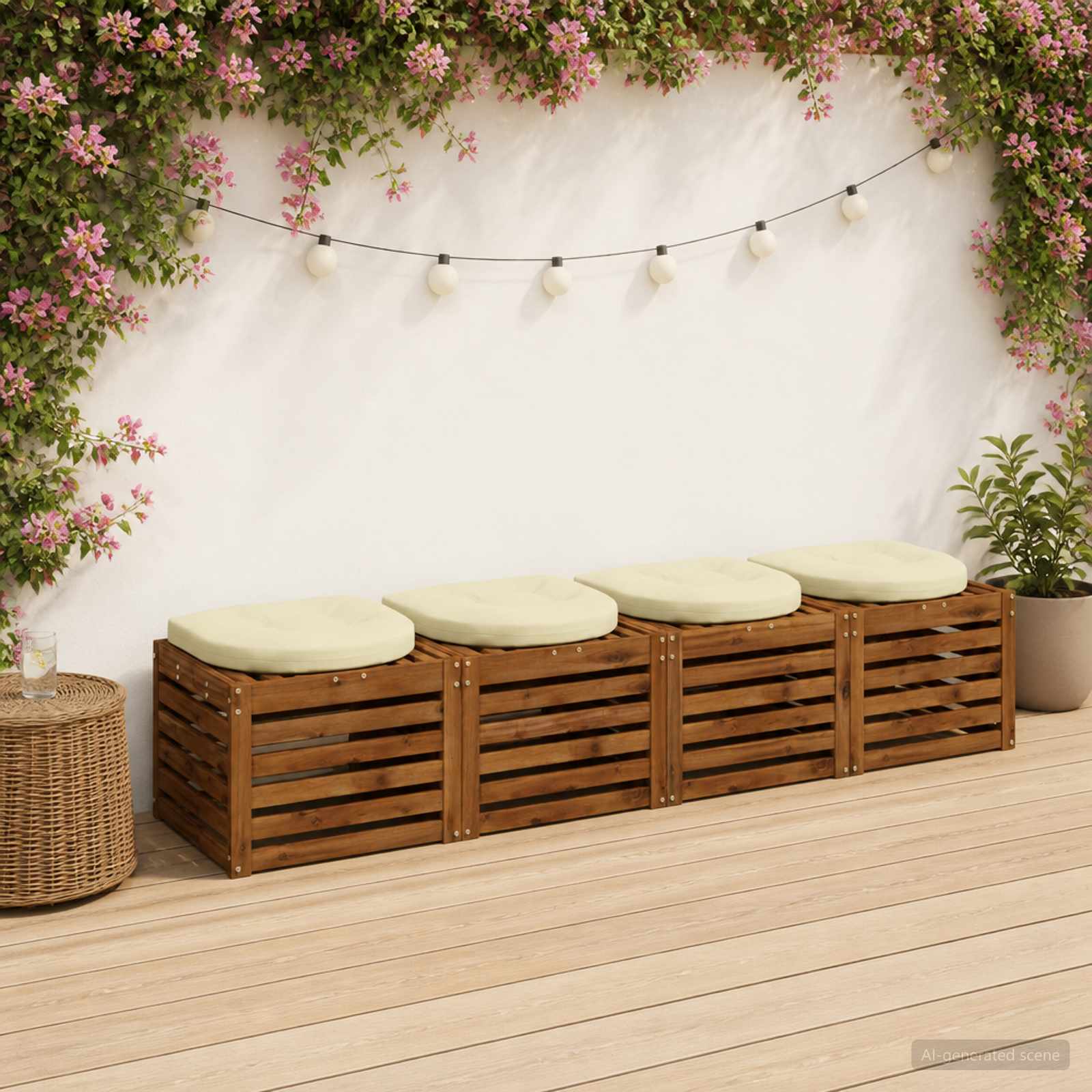 Cuscini per Sedia in 4 Pezzi 4 pz 100% Poliestere Crema