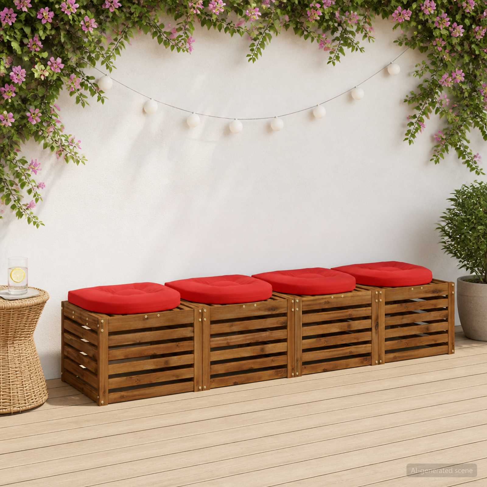 Cuscini per Sedia in 4 Pezzi 4 pz 100% Poliestere Rosso