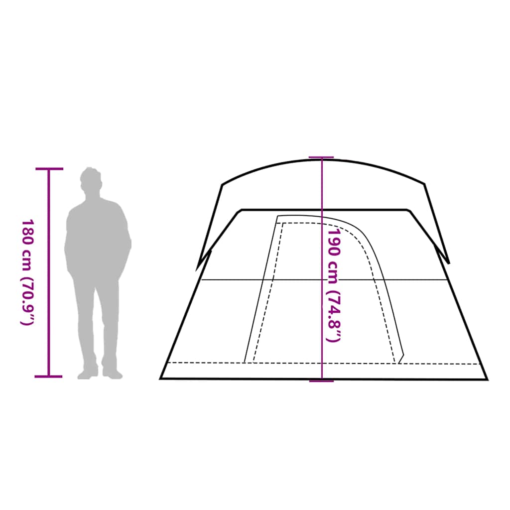Tenda da Campeggio a Cabina per 4 Persone Verde Impermeabile