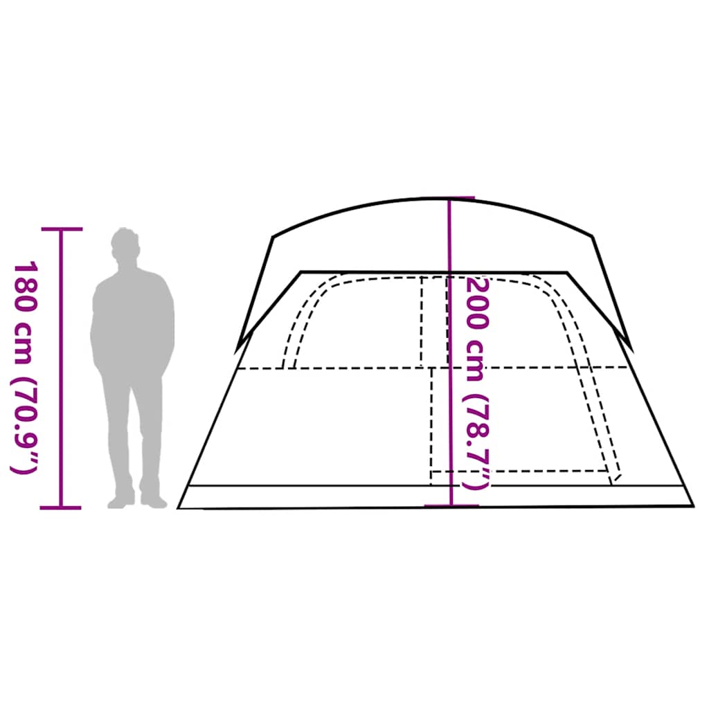 Tenda Familiare Cabina per 6 Persone Verde Impermeabile