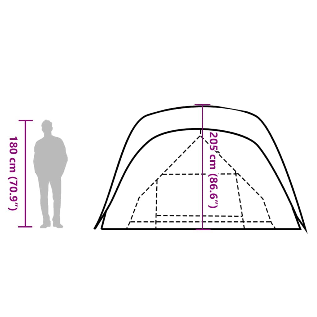 Tenda da Campeggio a Cupola per 6 Persone Verde Impermeabile