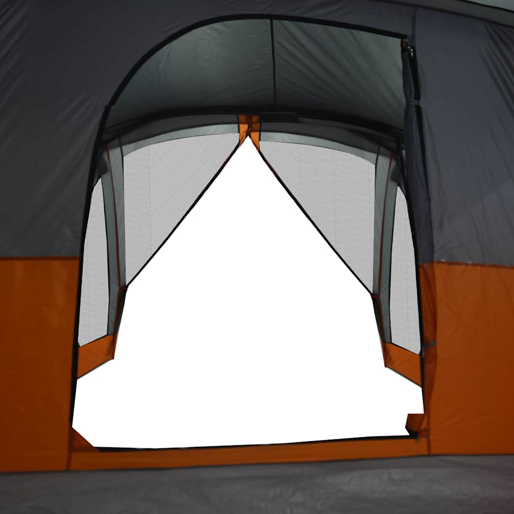 Tenda da Famiglia con Portico per 6 Persone Grigio e Arancione