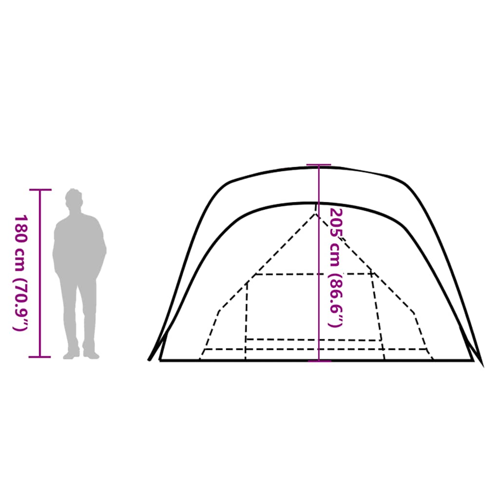 Tenda da Famiglia con Portico per 6 Persone Grigio e Arancione